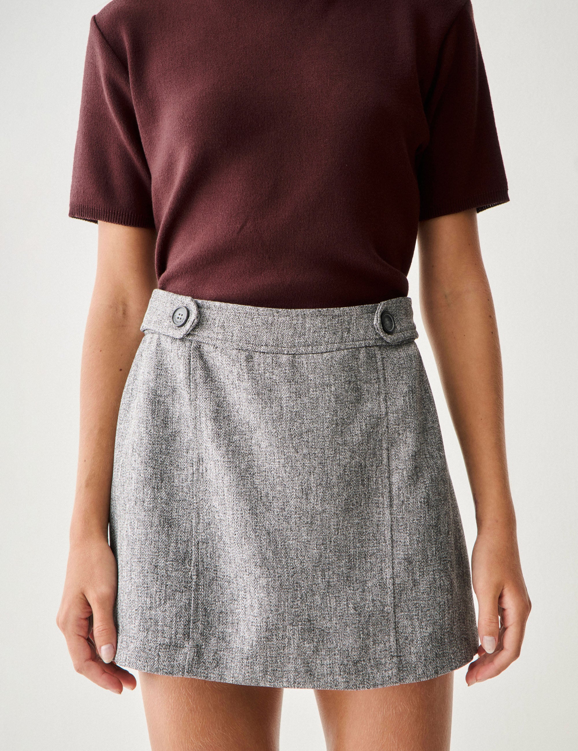 Shorts Saia Saskia Alfaiataria Flamê Cinza