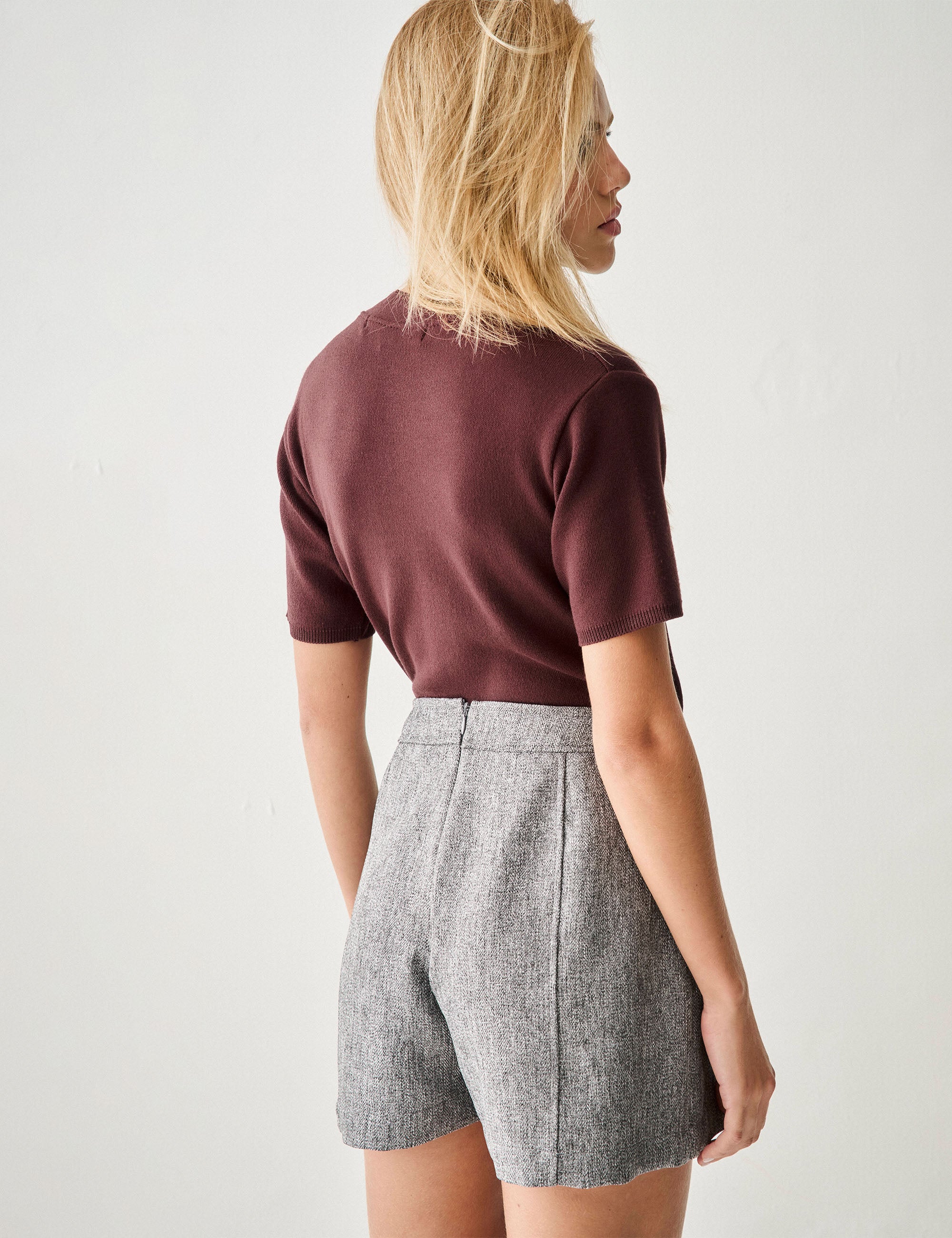 Shorts Saia Saskia Alfaiataria Flamê Cinza