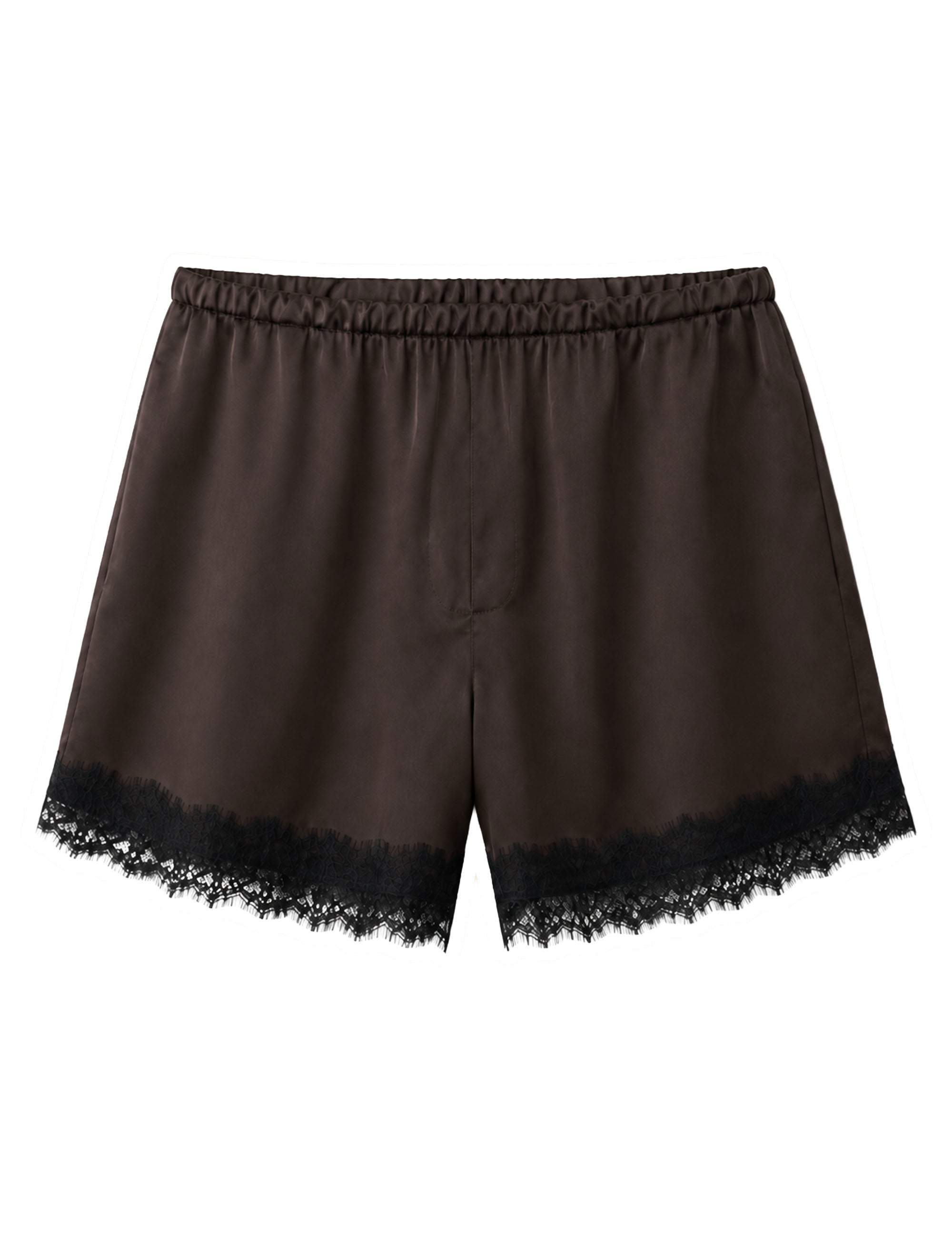 Shorts Lingerie Acetinado Marrom
