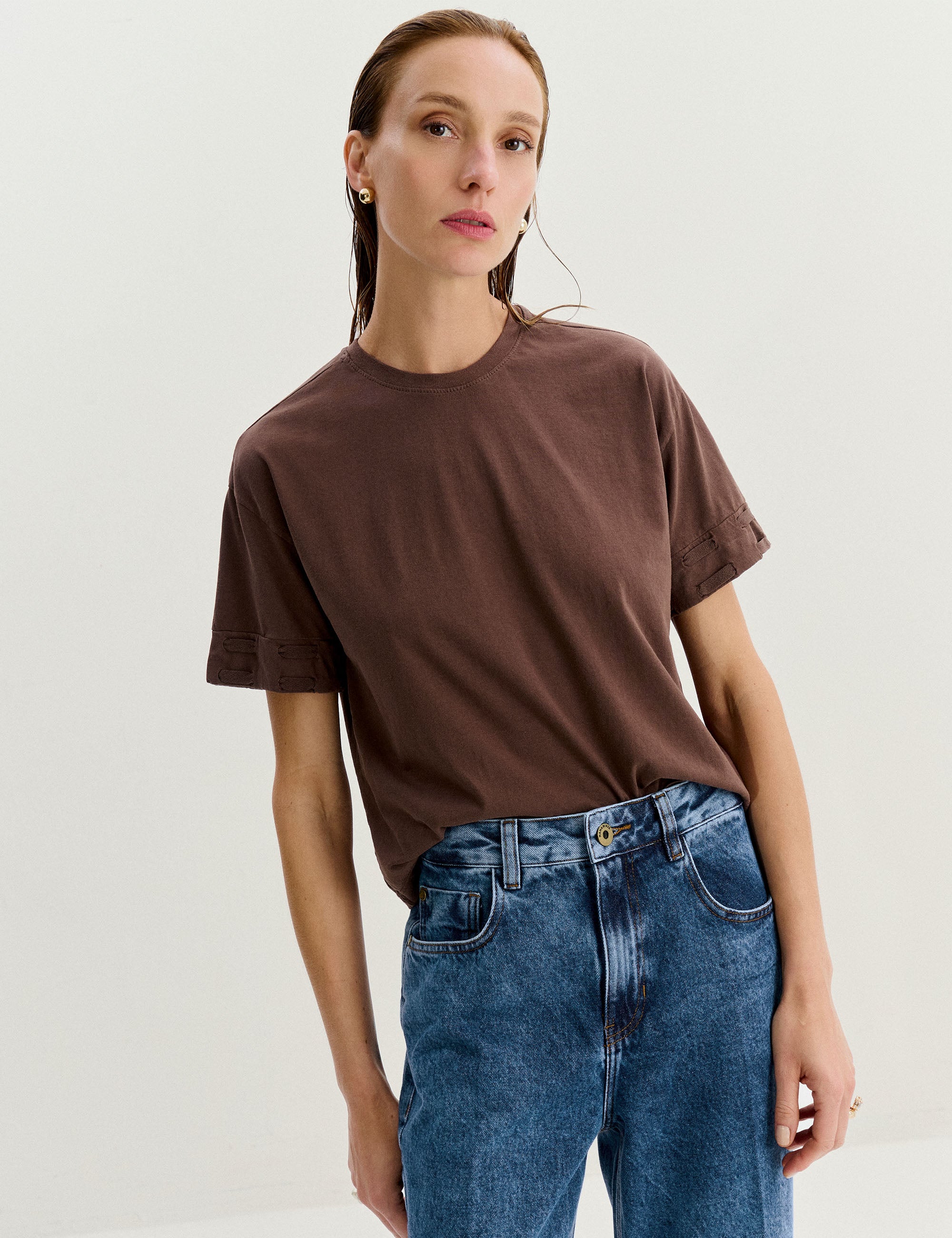 T-shirt Agatha Algodão Marrom