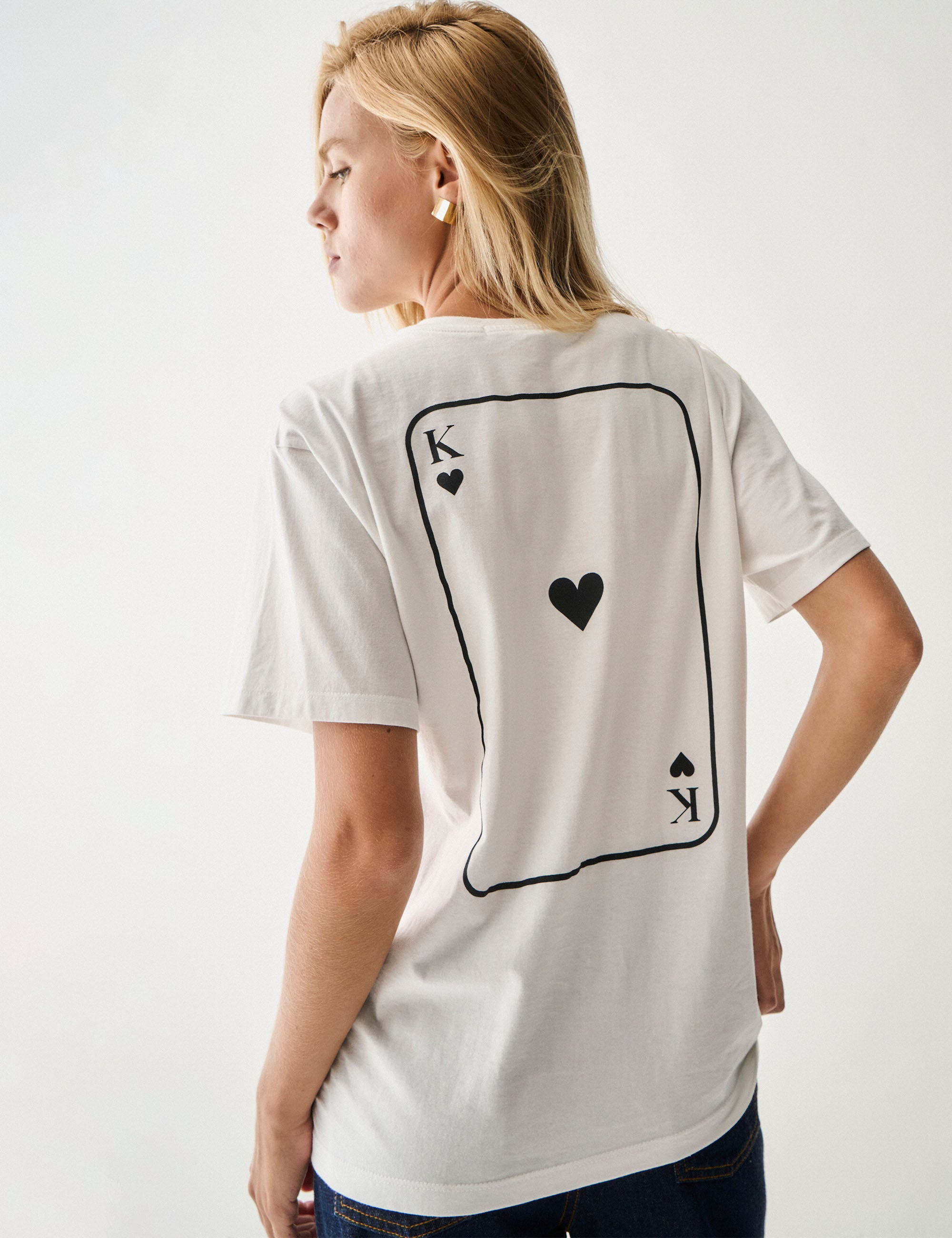 T-shirt Lucky Algodão Off White/Preto