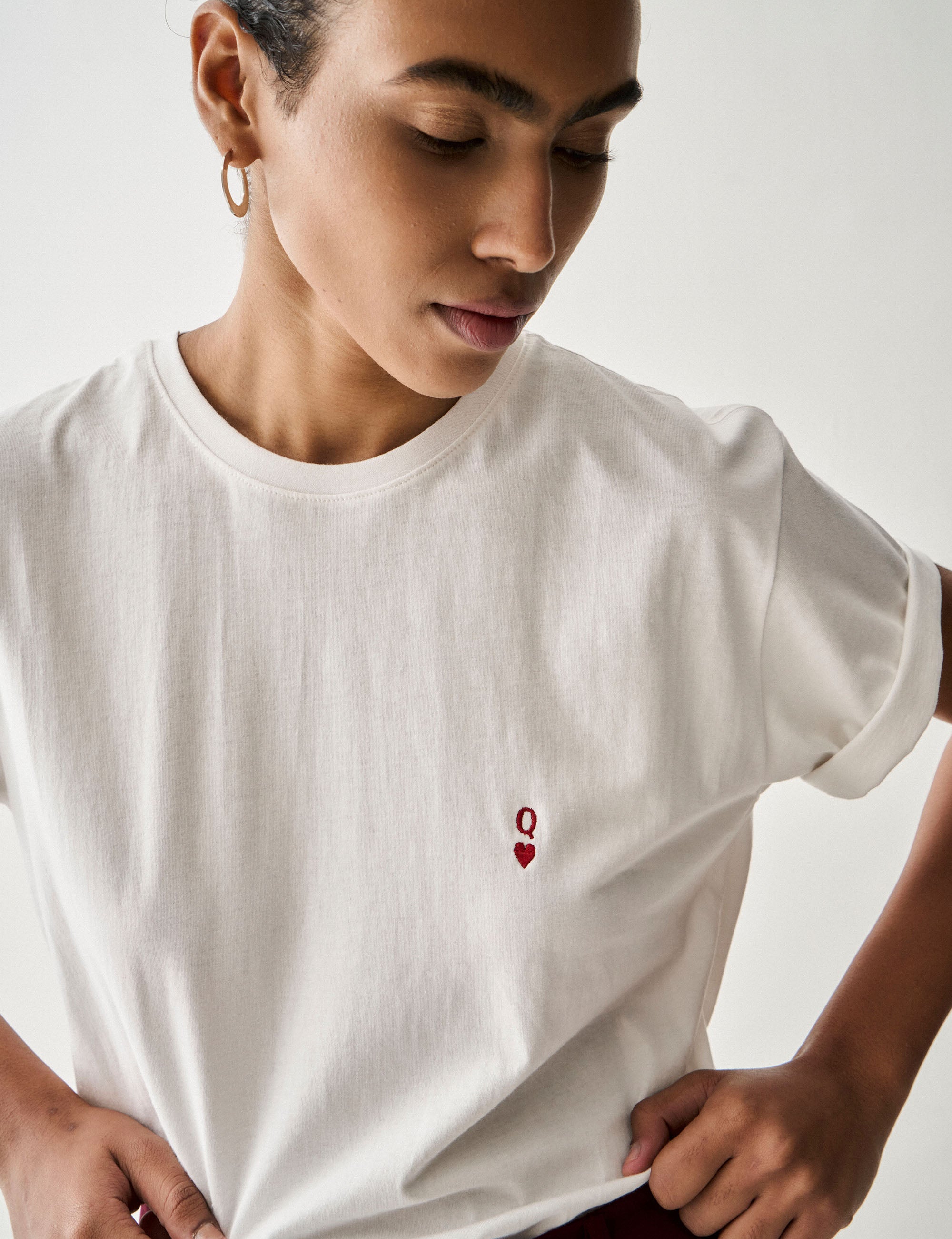T-shirt Lucky Algodão Off White/Vermelho