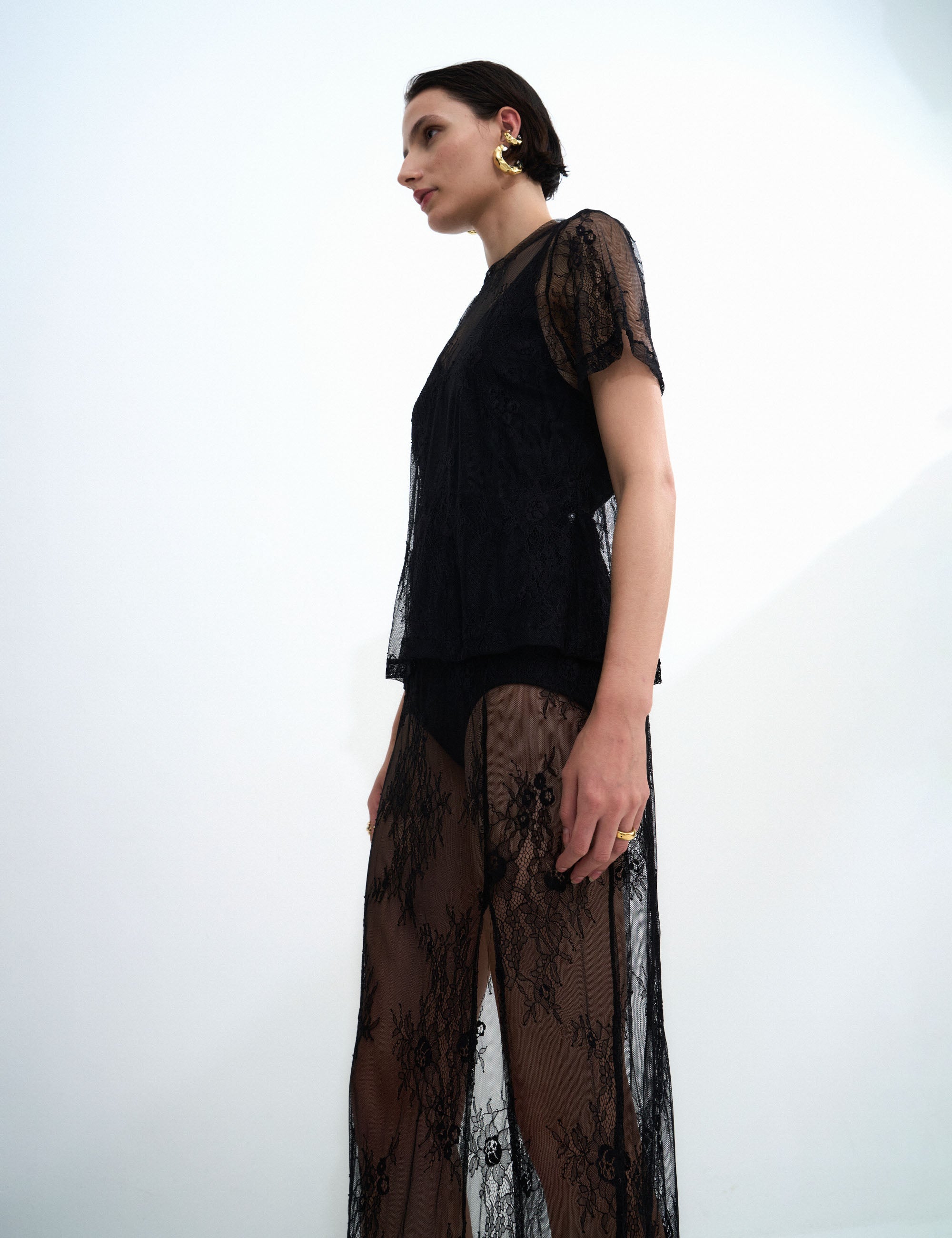 T-shirt Provence Renda Preto