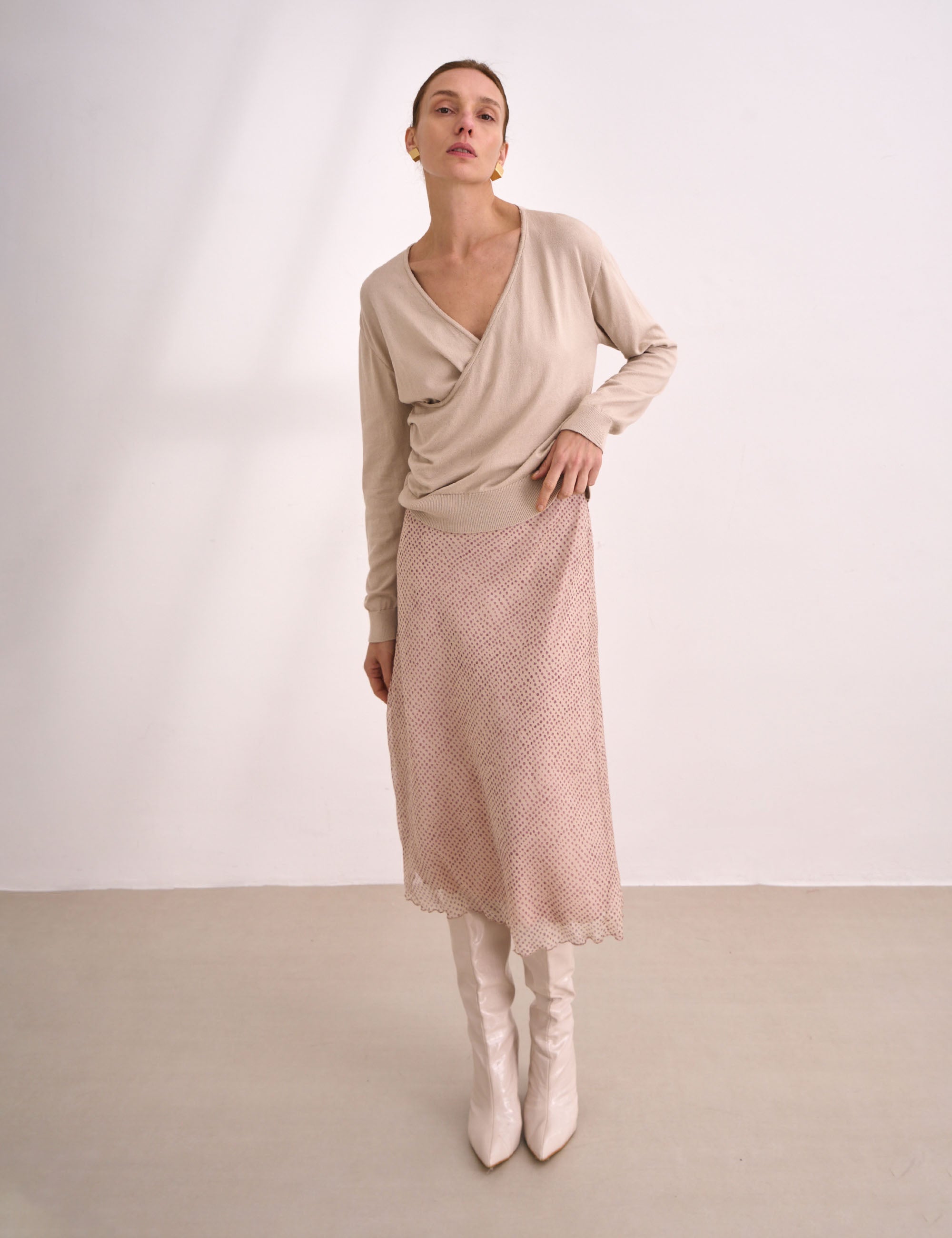 Tricot Beatriz Transpassado Bege