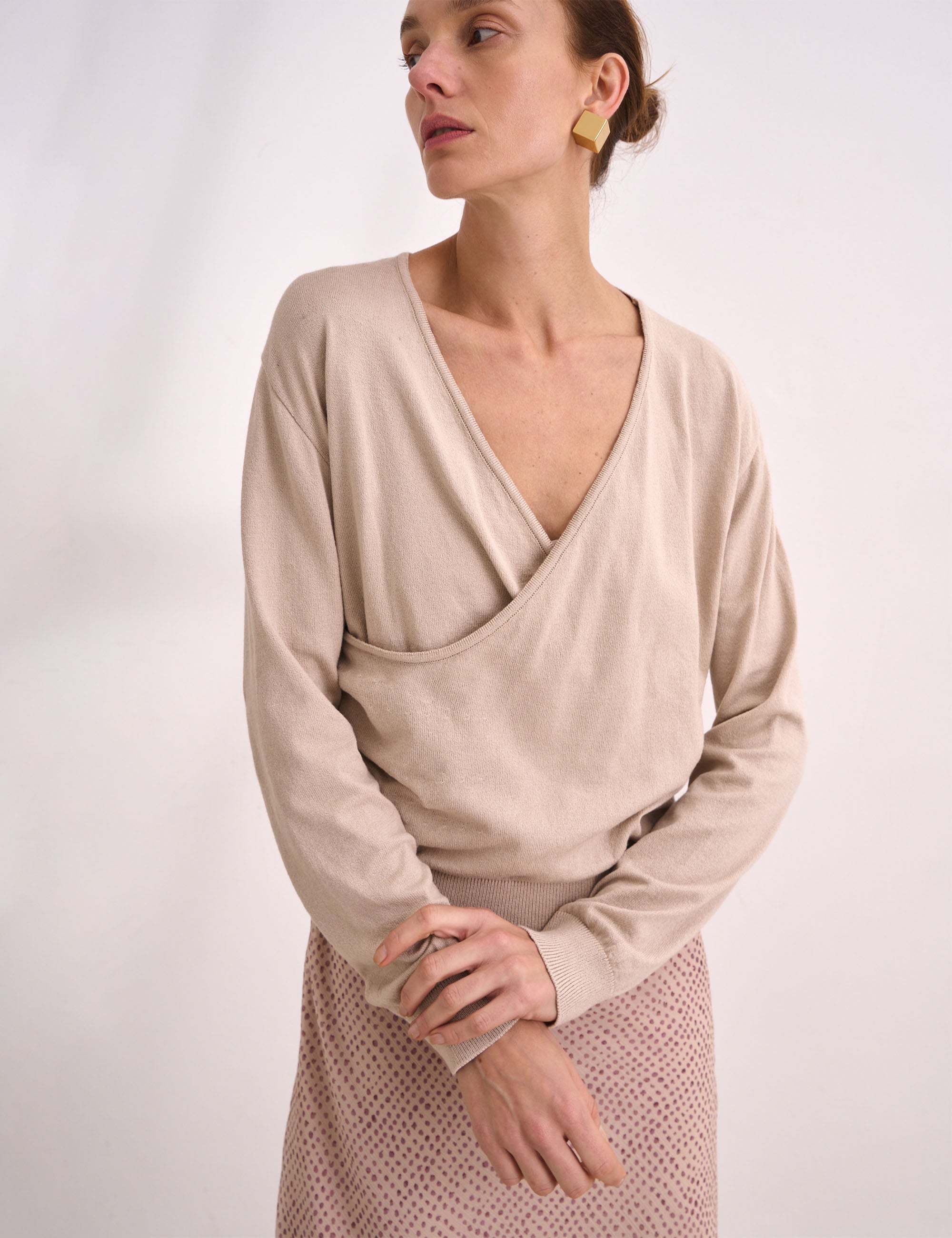 Tricot Beatriz Transpassado Bege