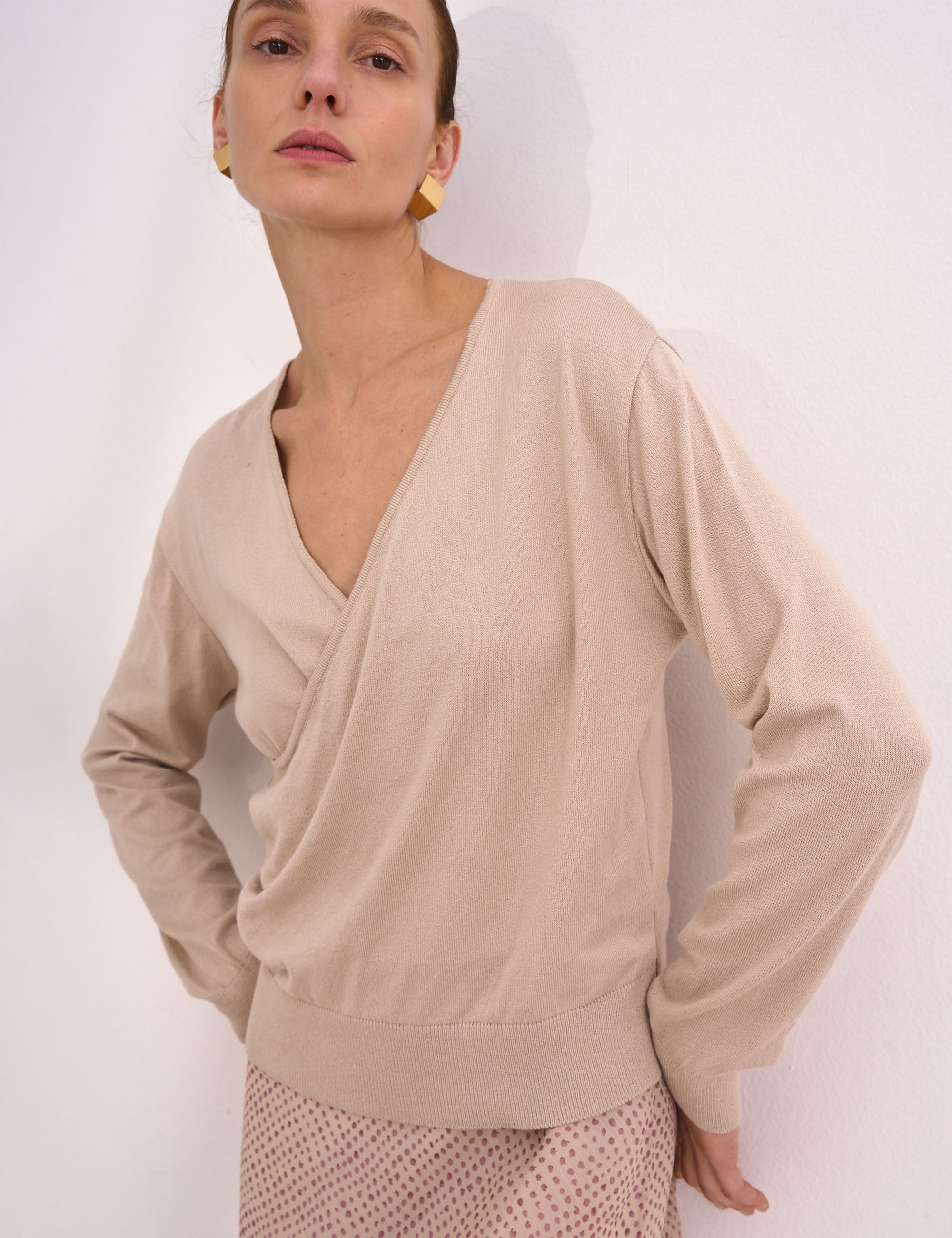 Tricot Beatriz Transpassado Bege