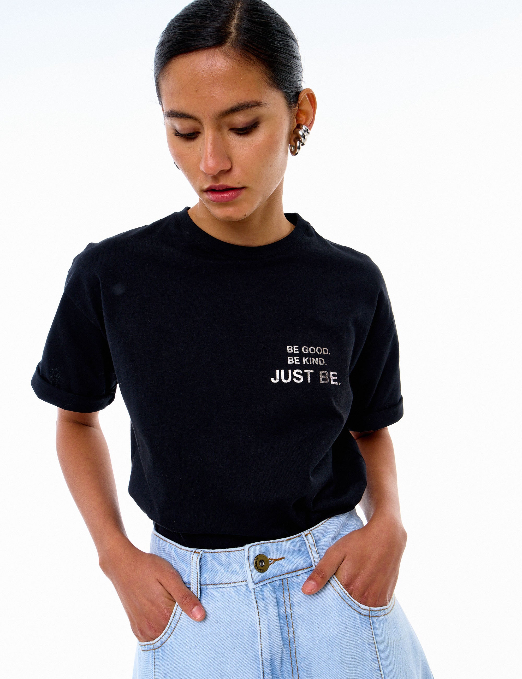 T-shirt Foil Algodão Preto