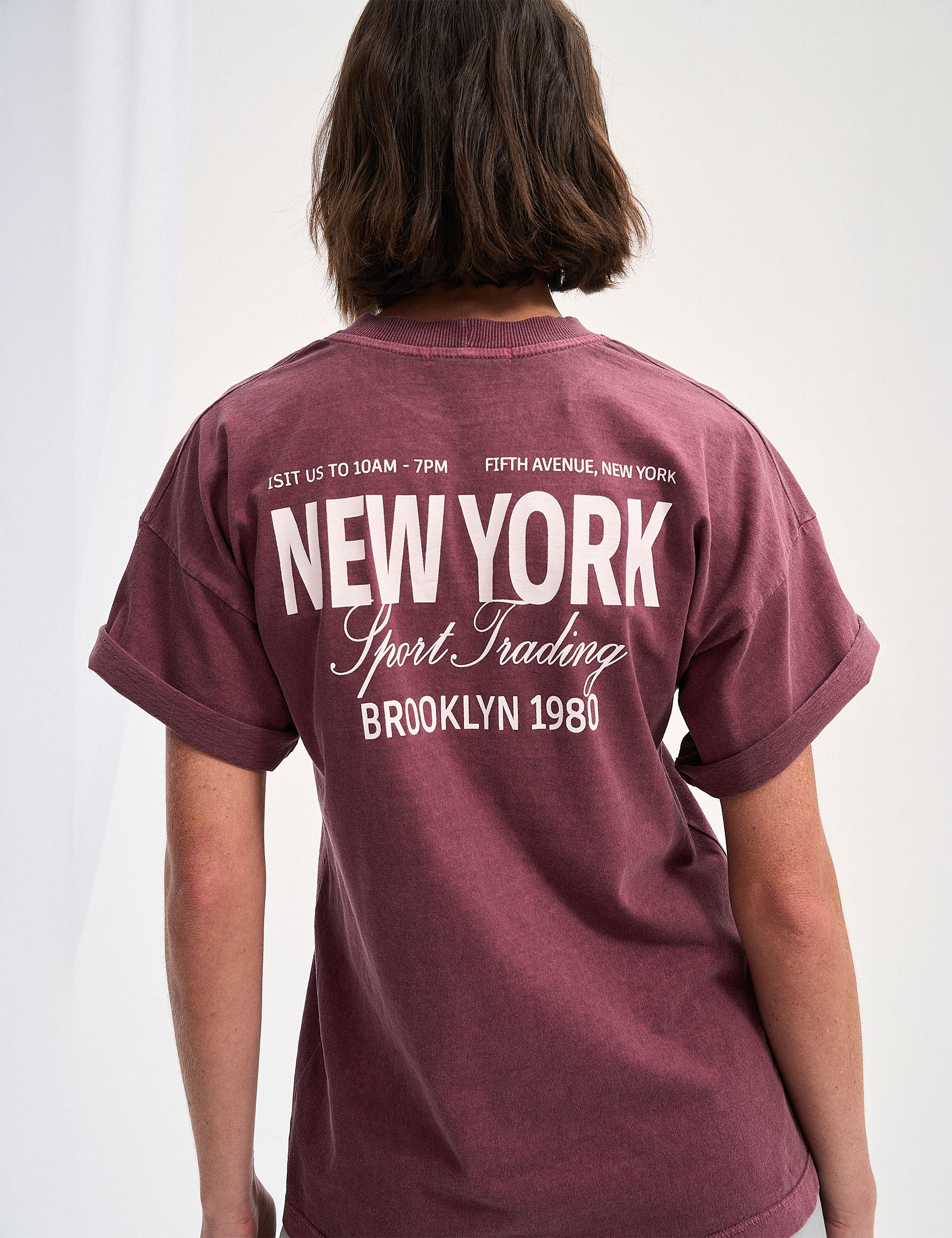 T-shirt New York Bordeaux/Branco