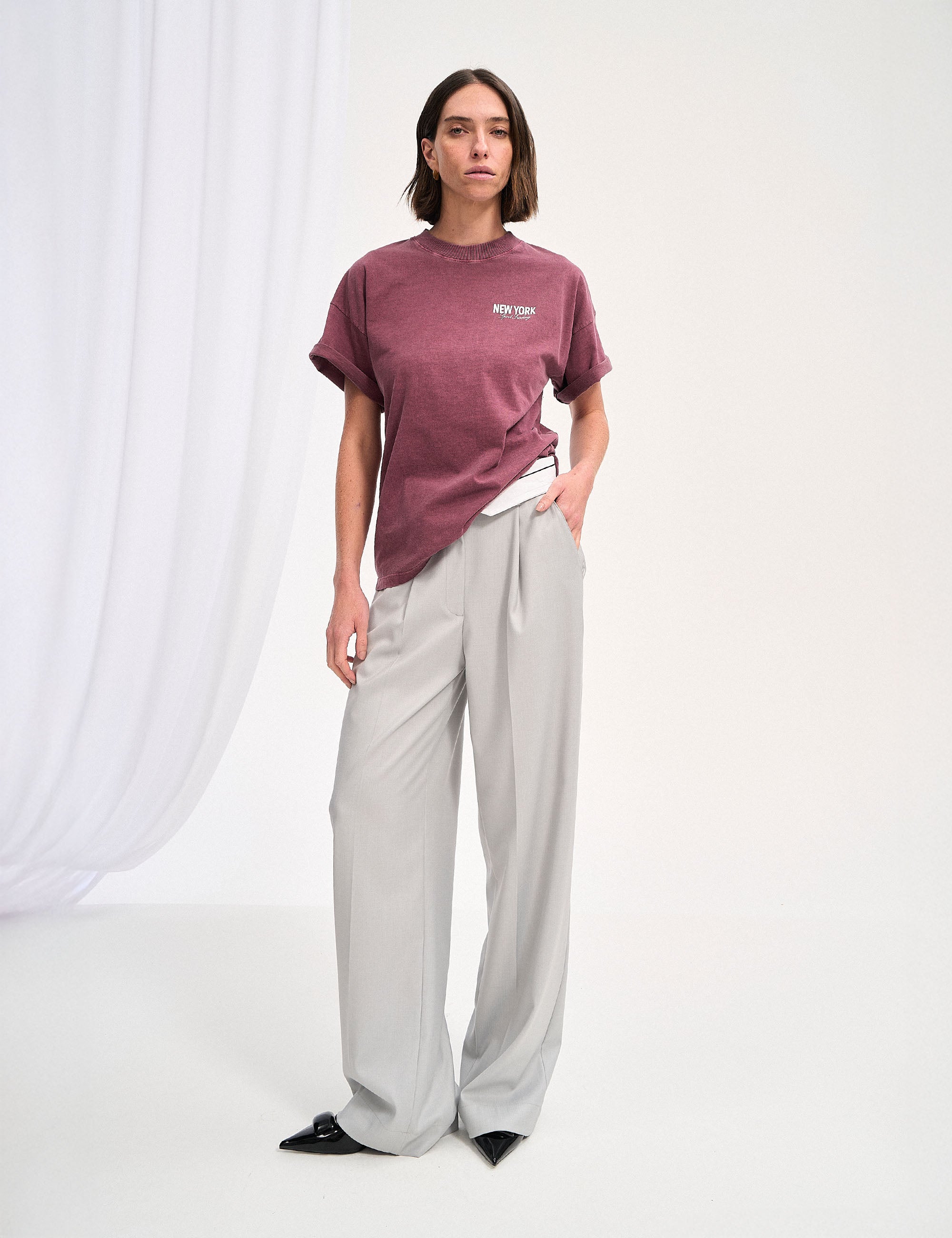 T-shirt New York Bordeaux/Branco