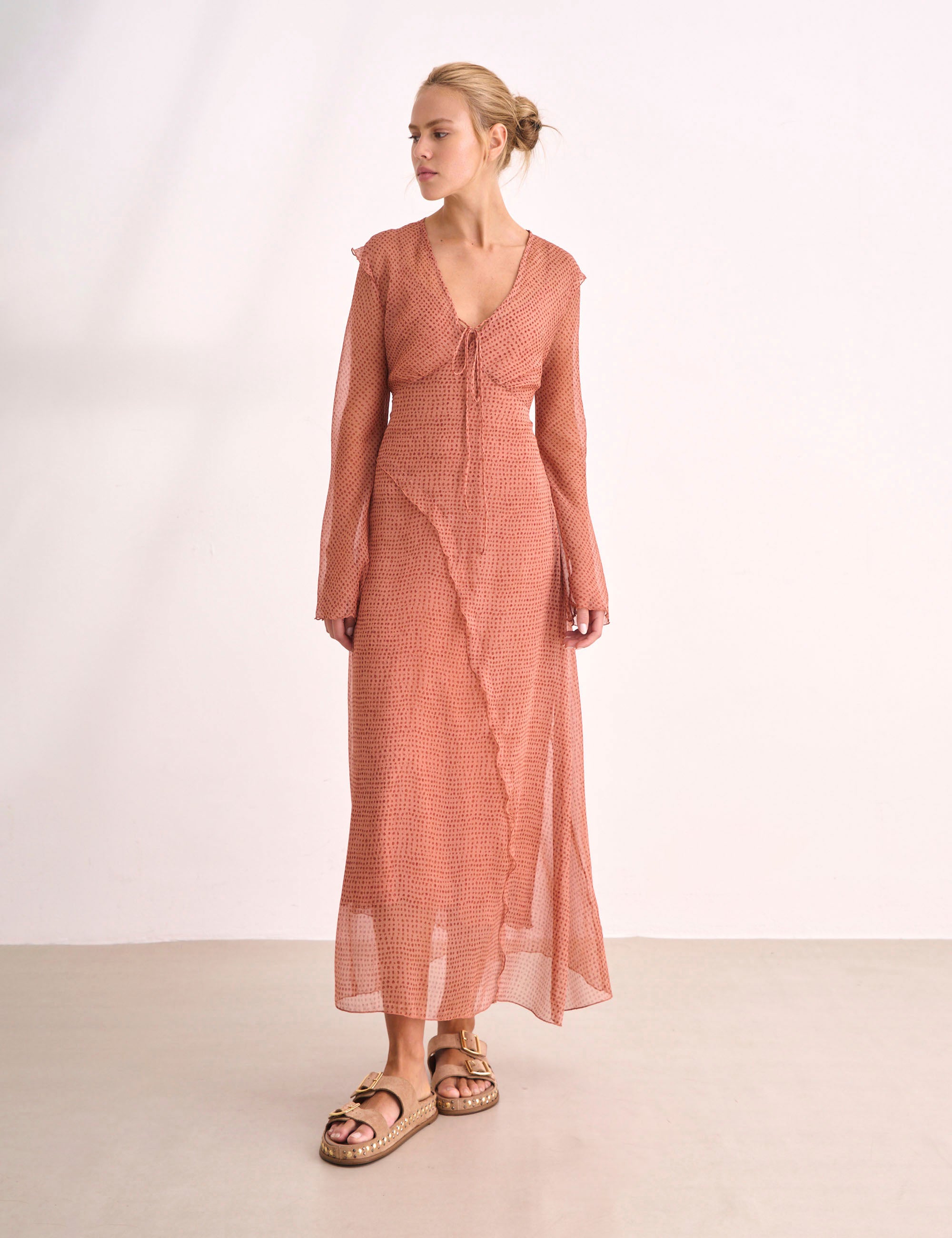 Vestido Aline Chiffon Pessego