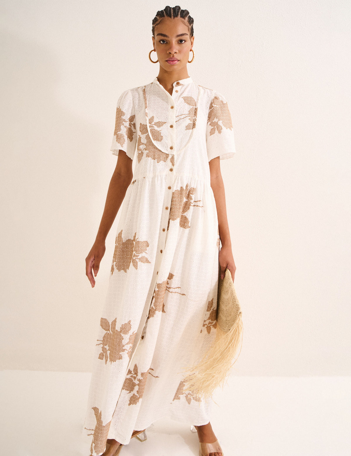 Vestido Alinhavo Bordado Off White