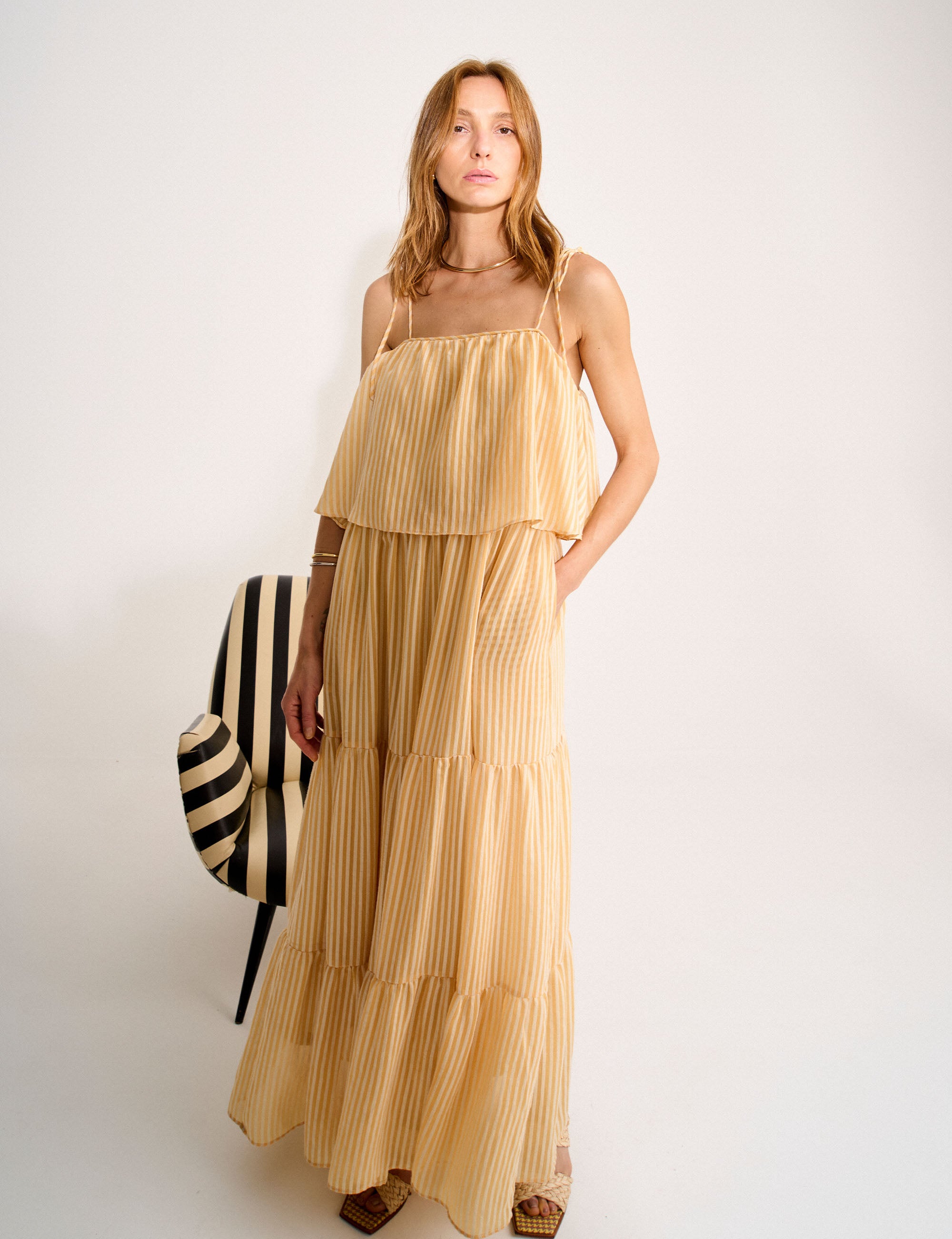 Vestido Bianca Listra Amarelo