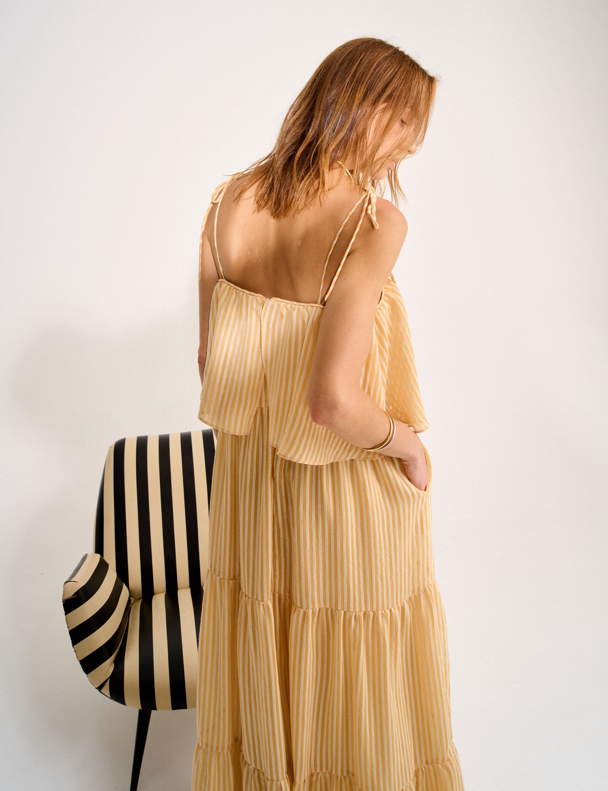 Vestido Bianca Listra Amarelo