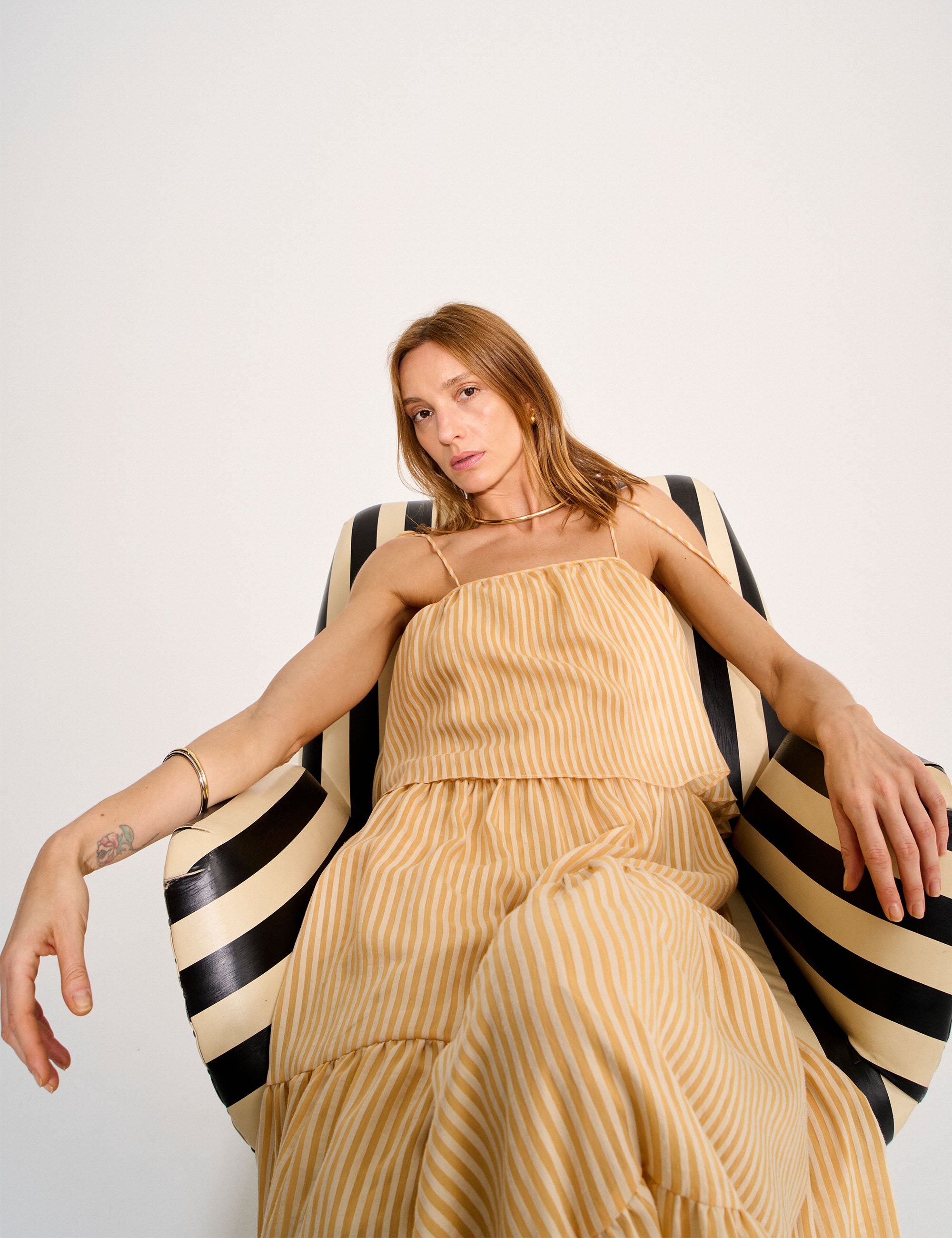 Vestido Bianca Listra Amarelo