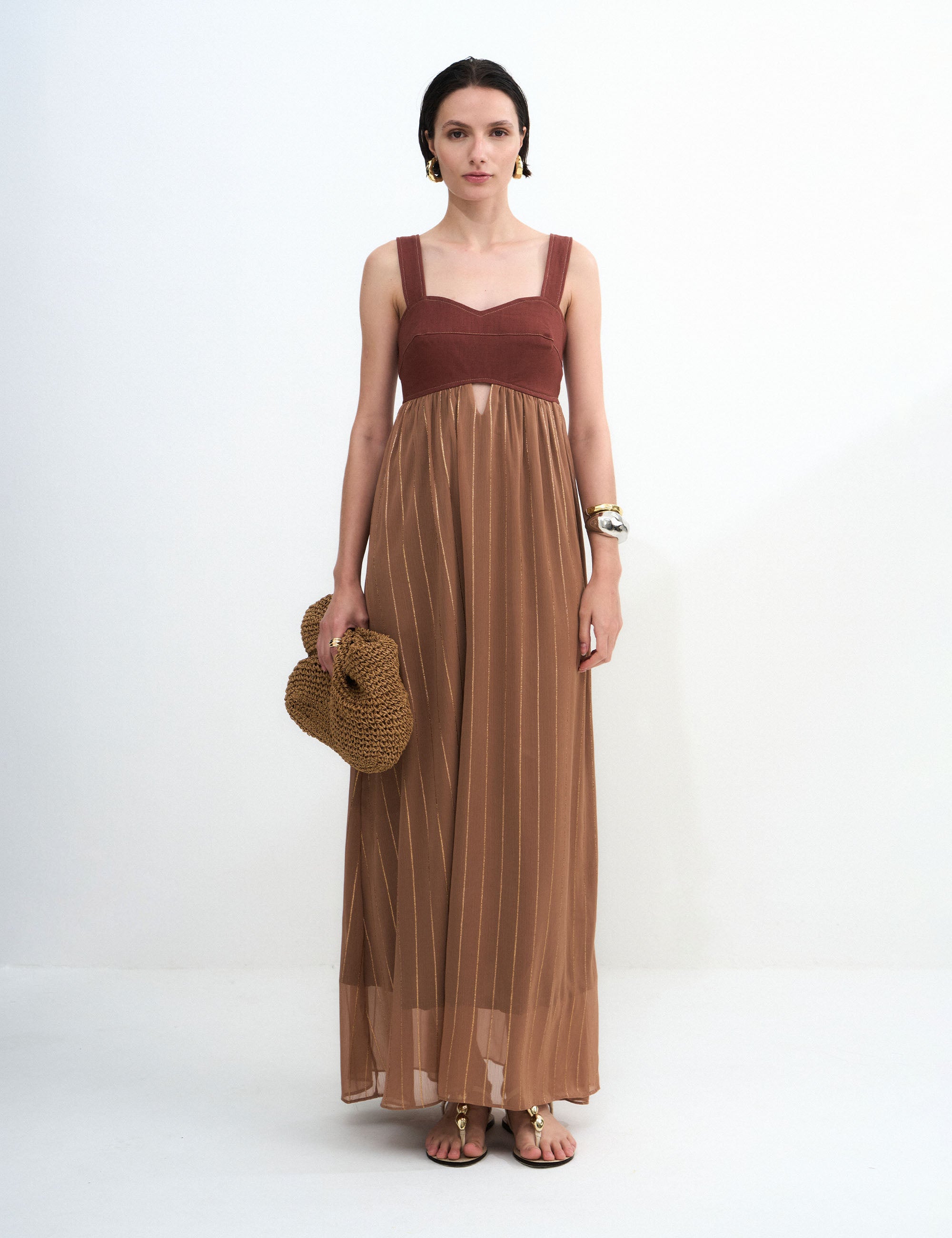 Vestido Celina Chiffon Marrom