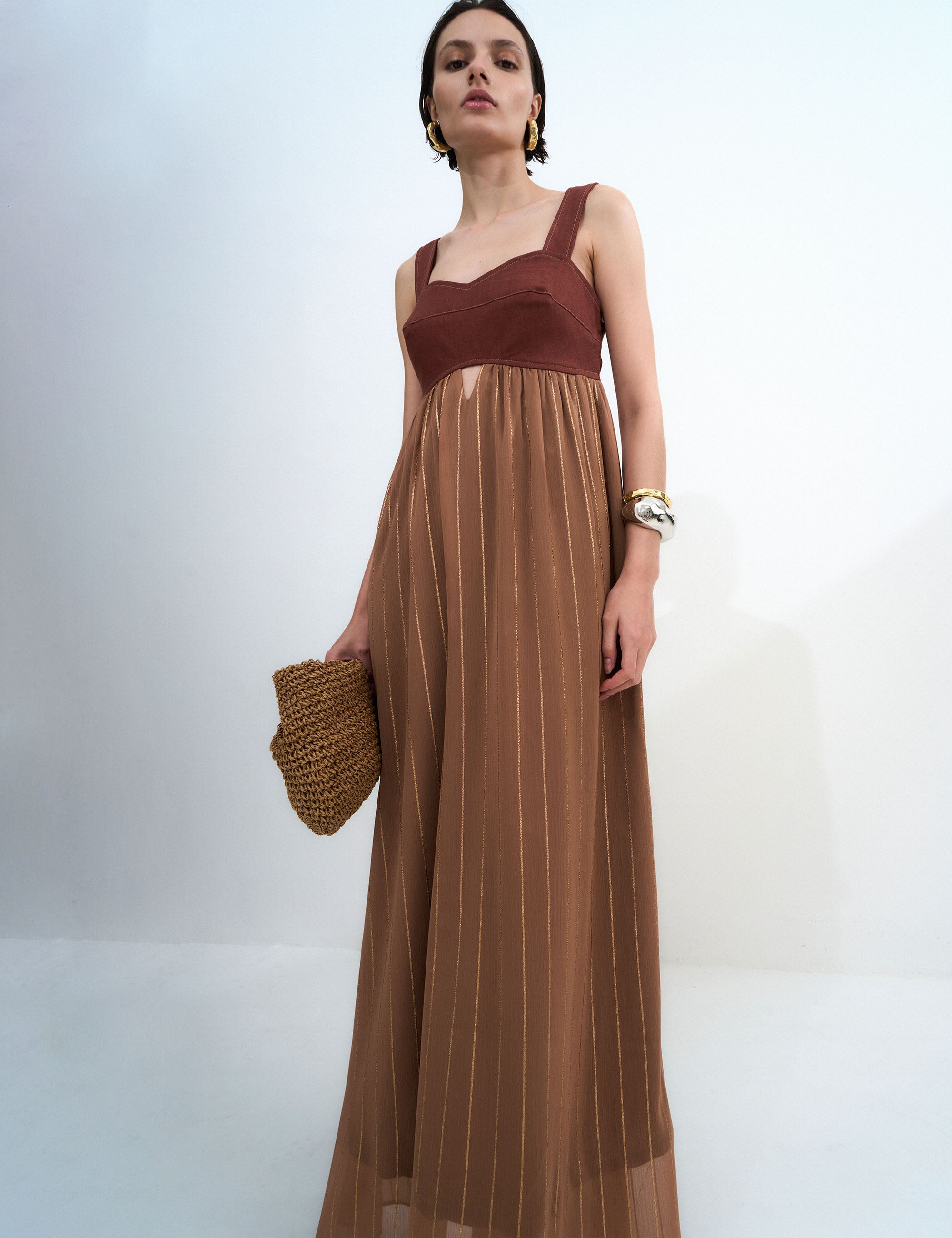 Vestido Celina Chiffon Marrom