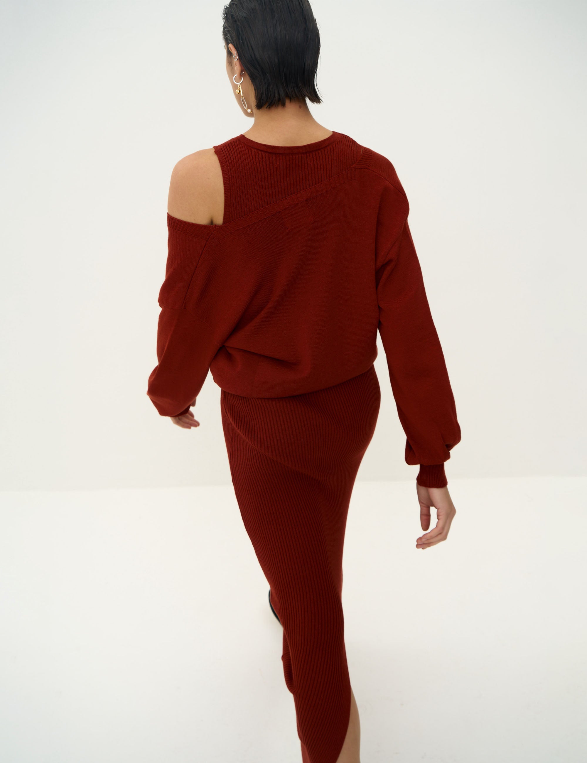 Vestido Cibele Tricot Ferrugem