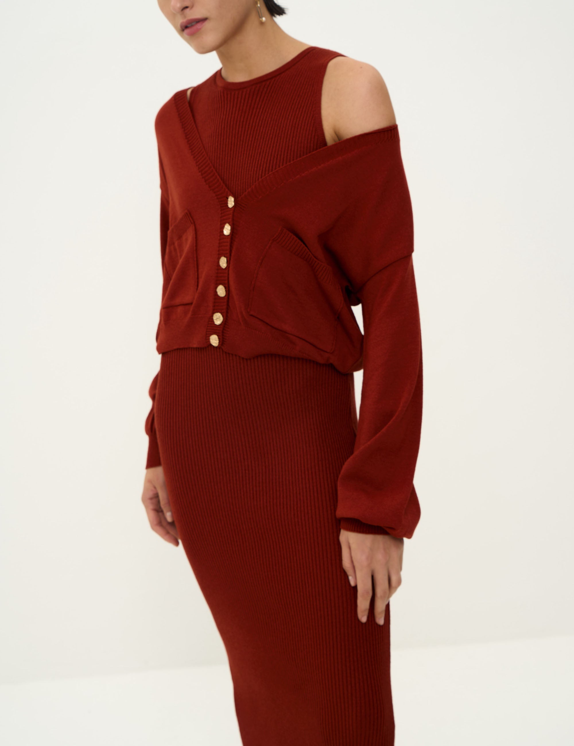 Vestido Cibele Tricot Ferrugem