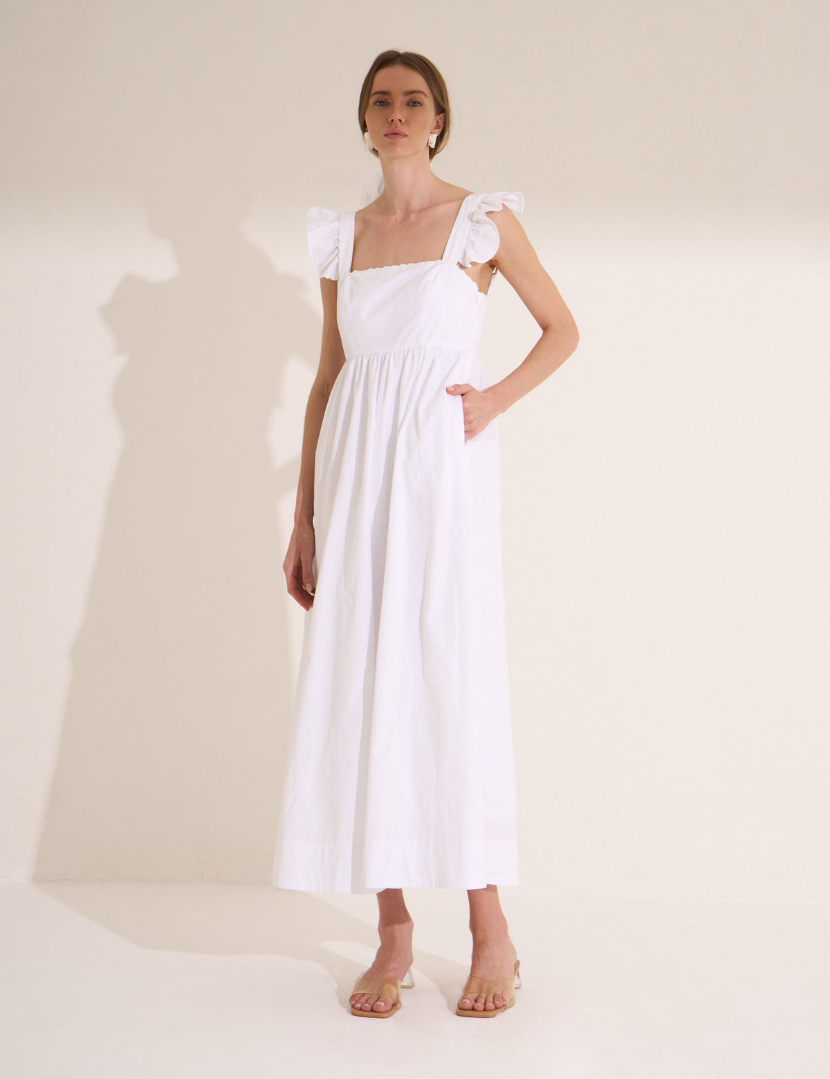 Vestido Conchas Com Lenço Off White