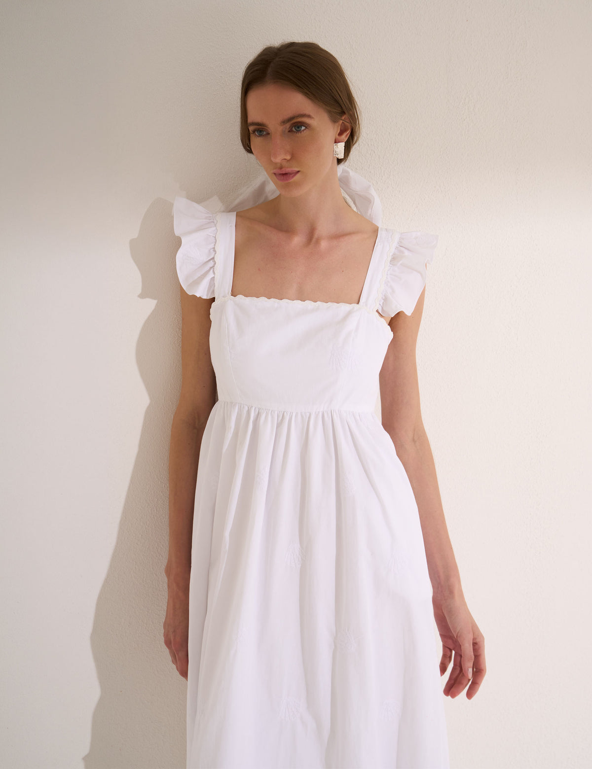 Vestido Conchas Com Lenço Off White