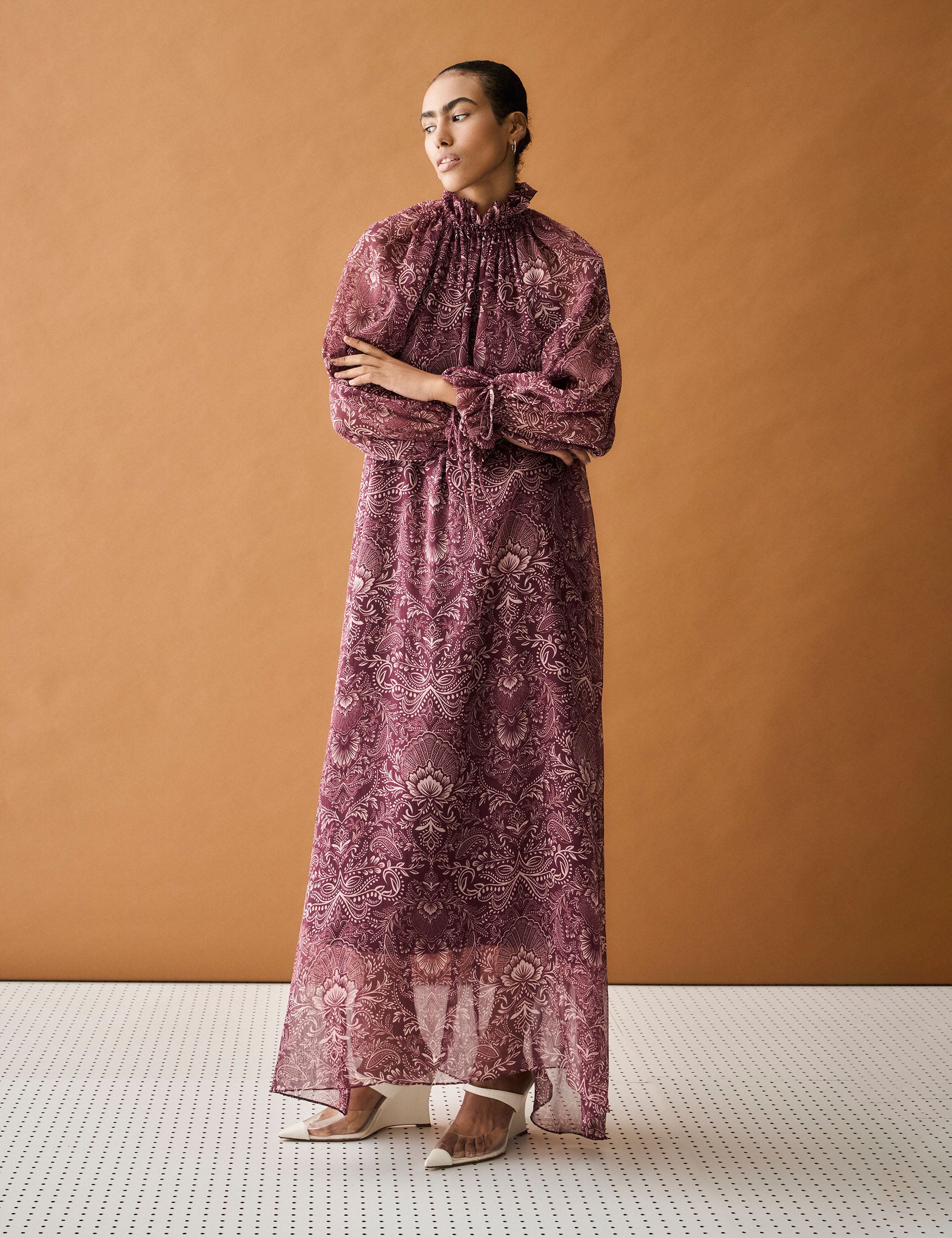 Vestido Grazi Chiffon Bordeaux