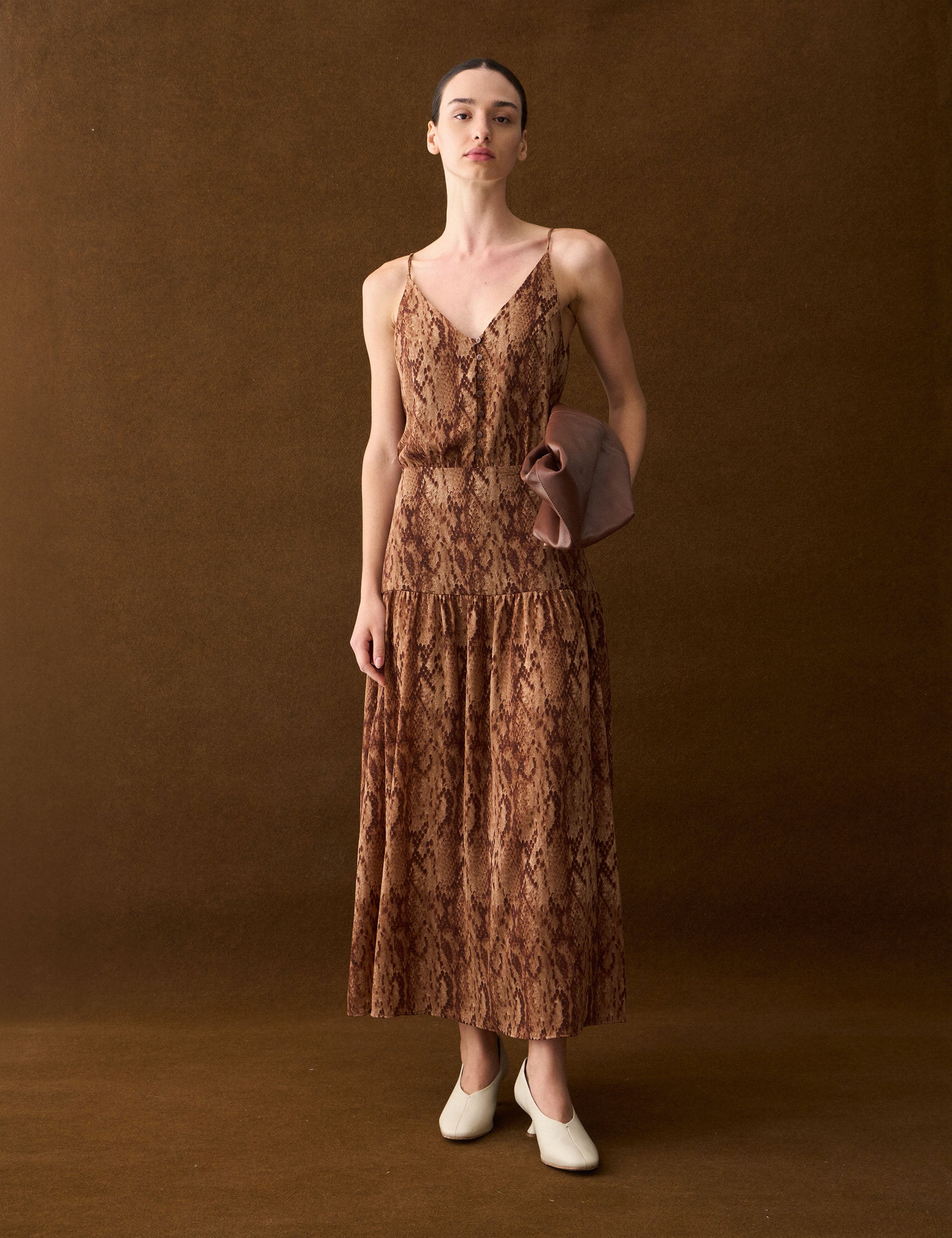 Vestido Jade Animal Print Marrom