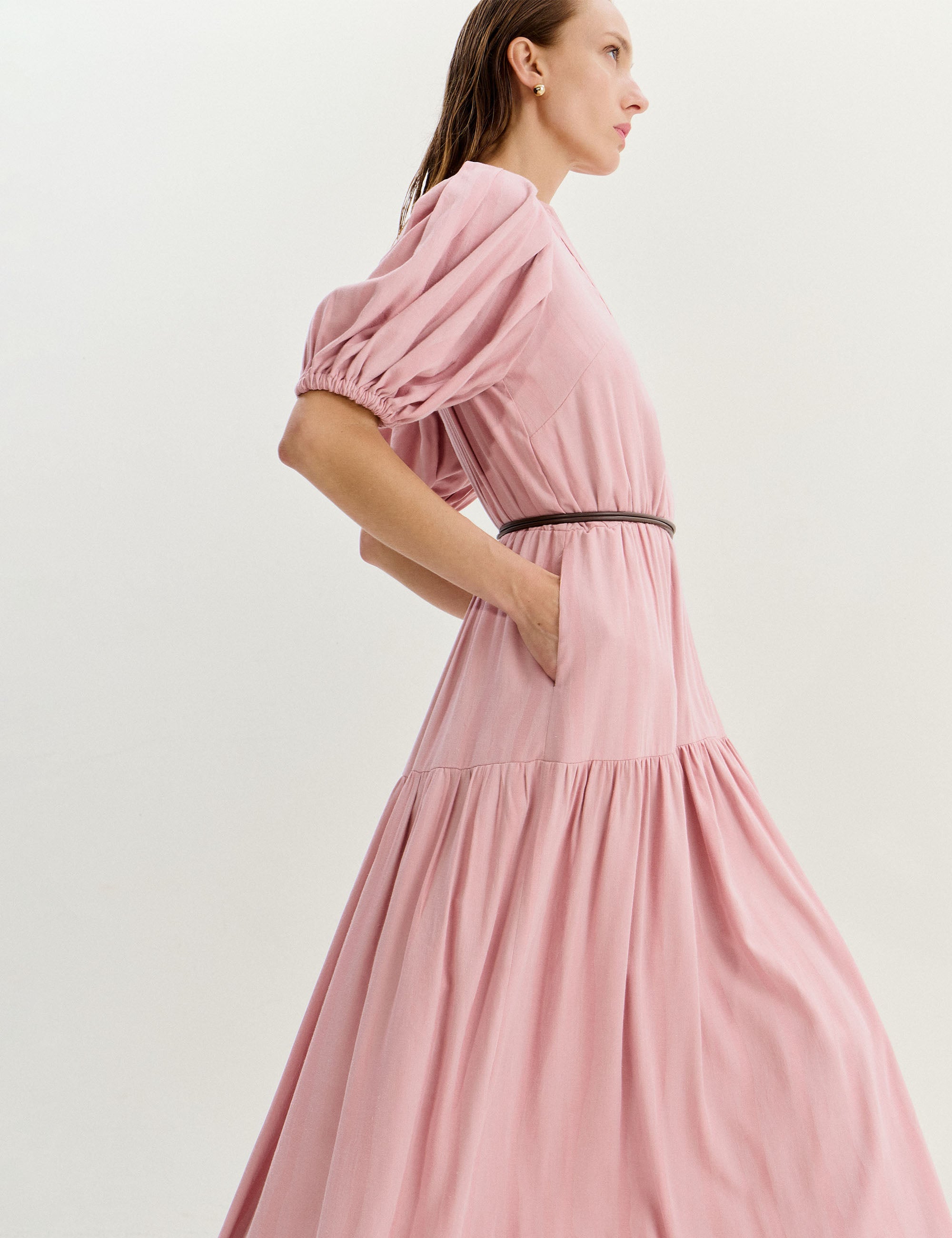 Vestido Jasmin Algodão Rosa