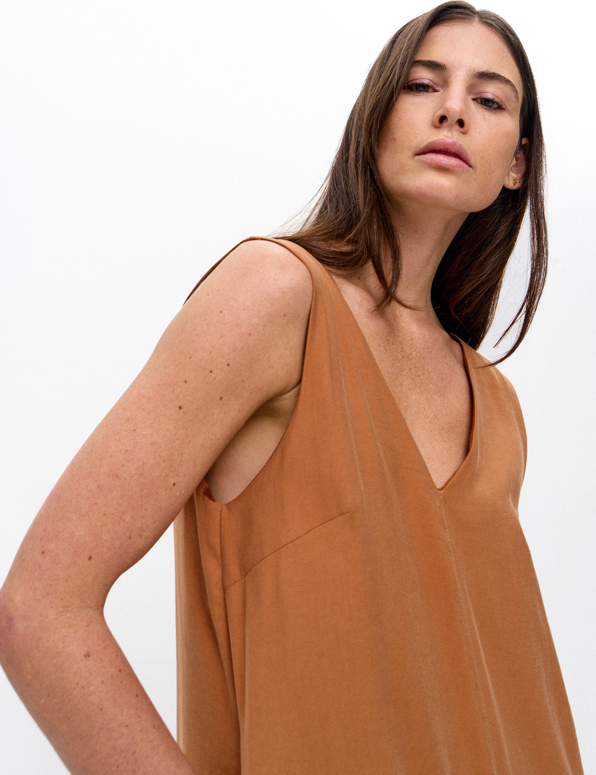 Vestido Julia Viscose Amendoa