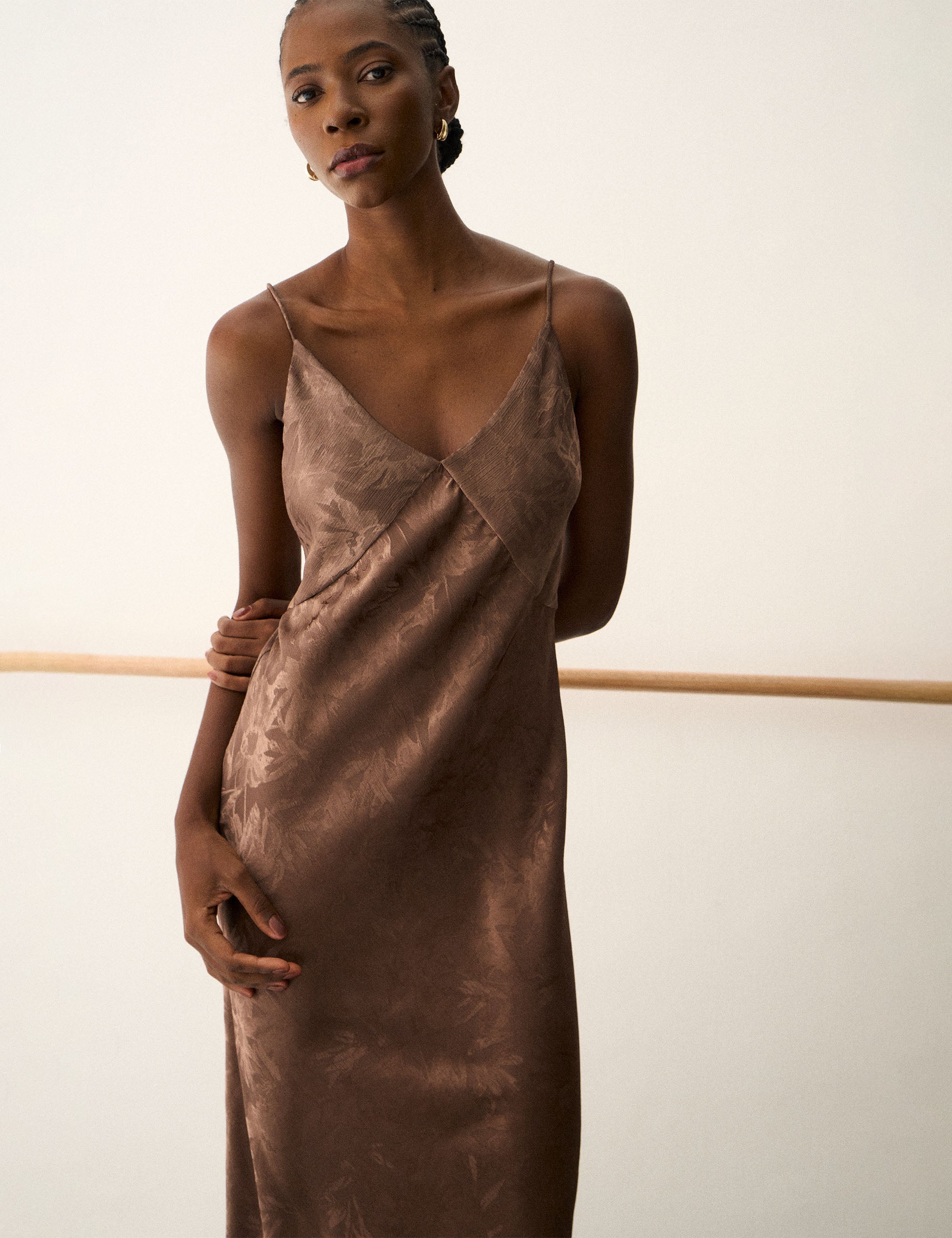 Vestido Lace Jacquard Marrom