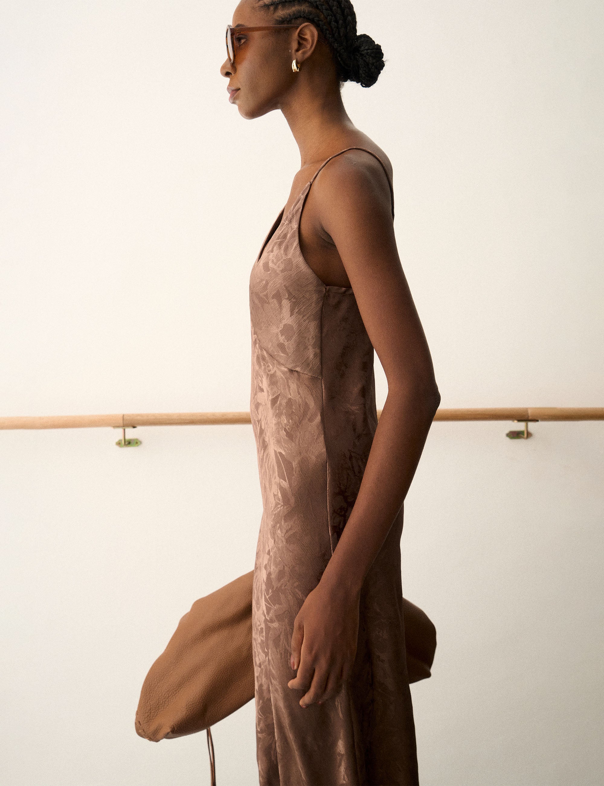 Vestido Lace Jacquard Marrom