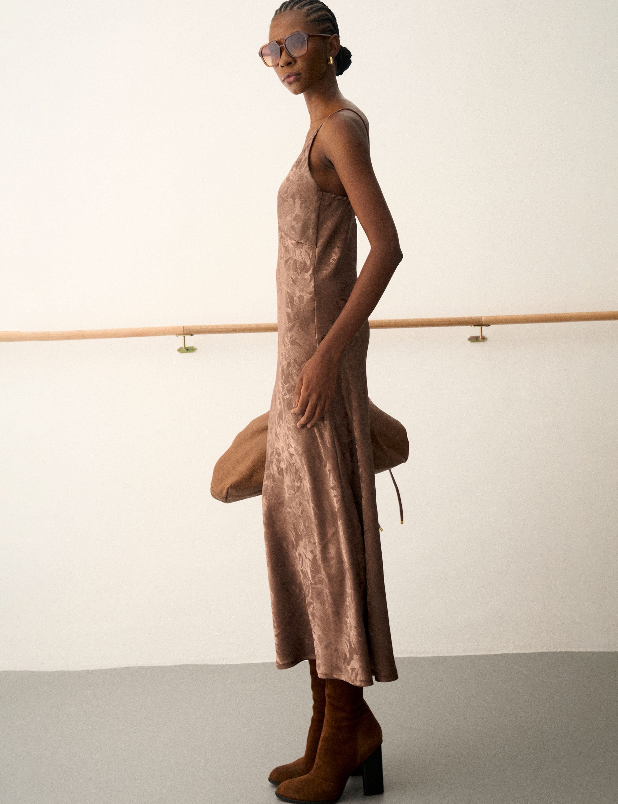 Vestido Lace Jacquard Marrom
