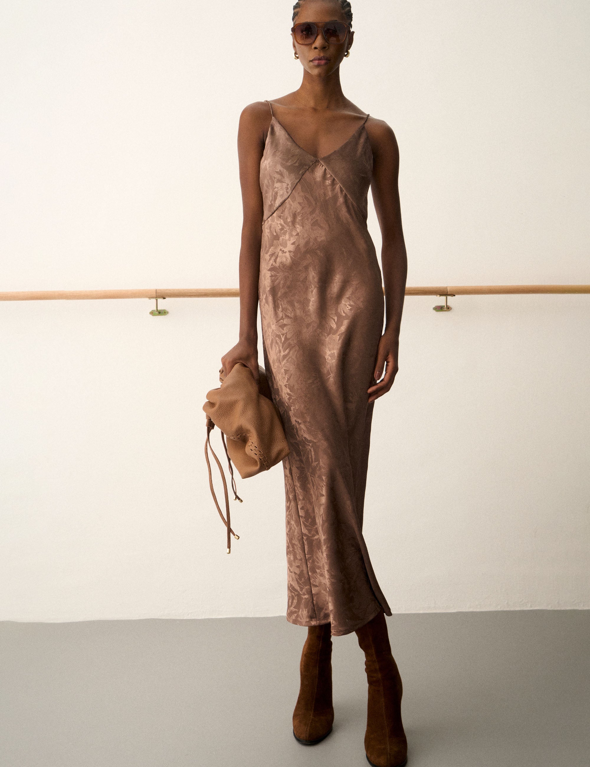 Vestido Lace Jacquard Marrom