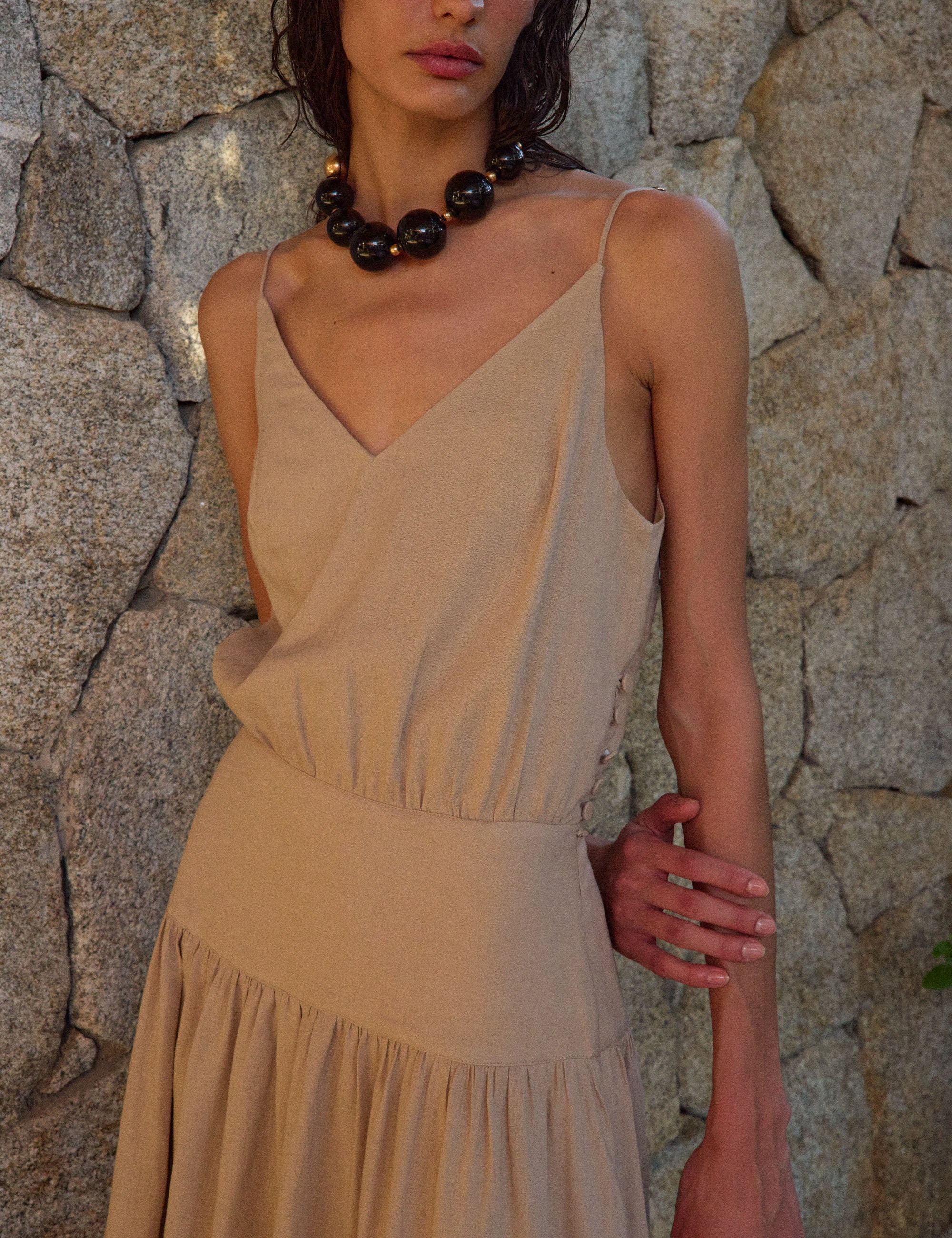 Vestido Linen Viscolinho Areia