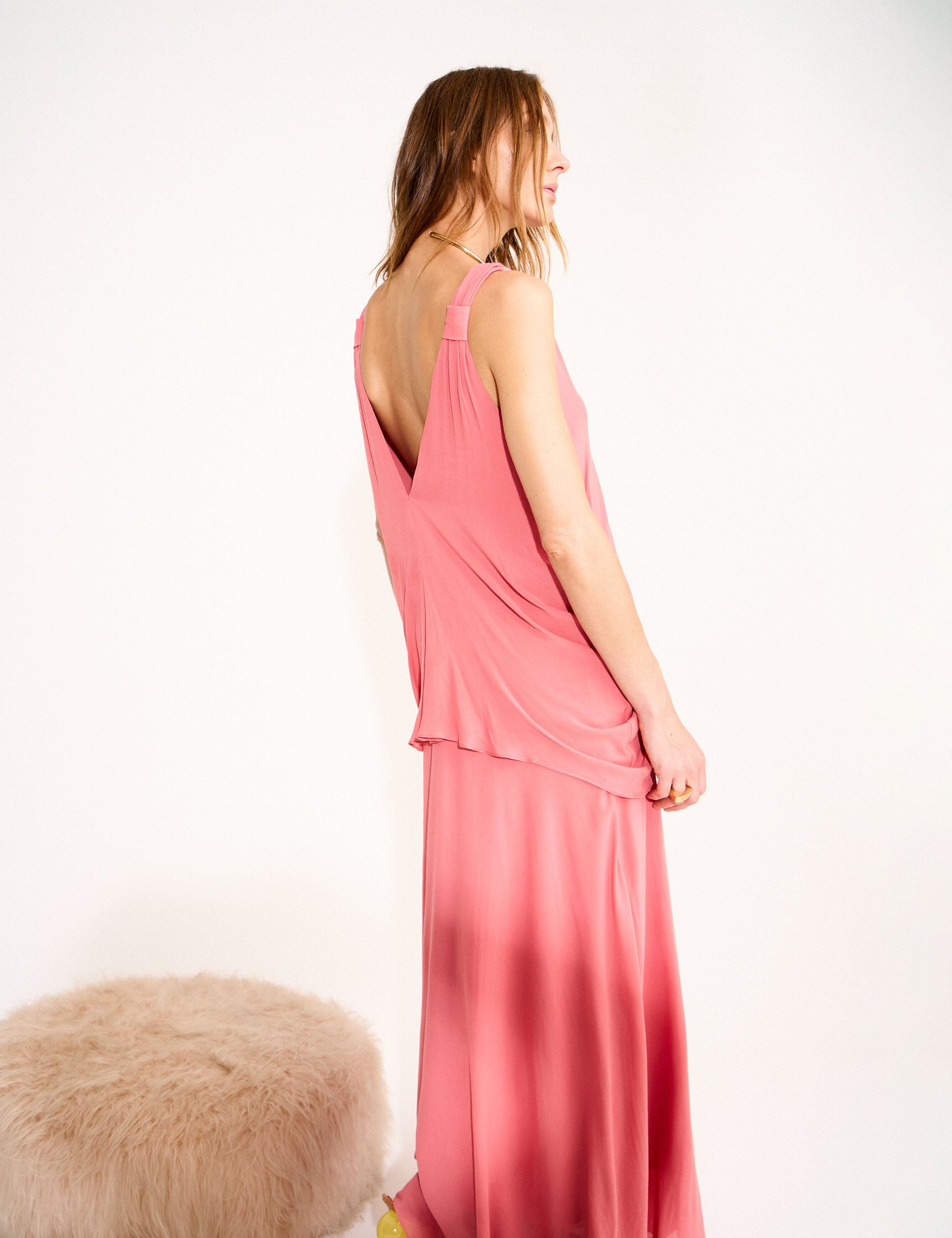 Vestido Luciana Musseline Rosa