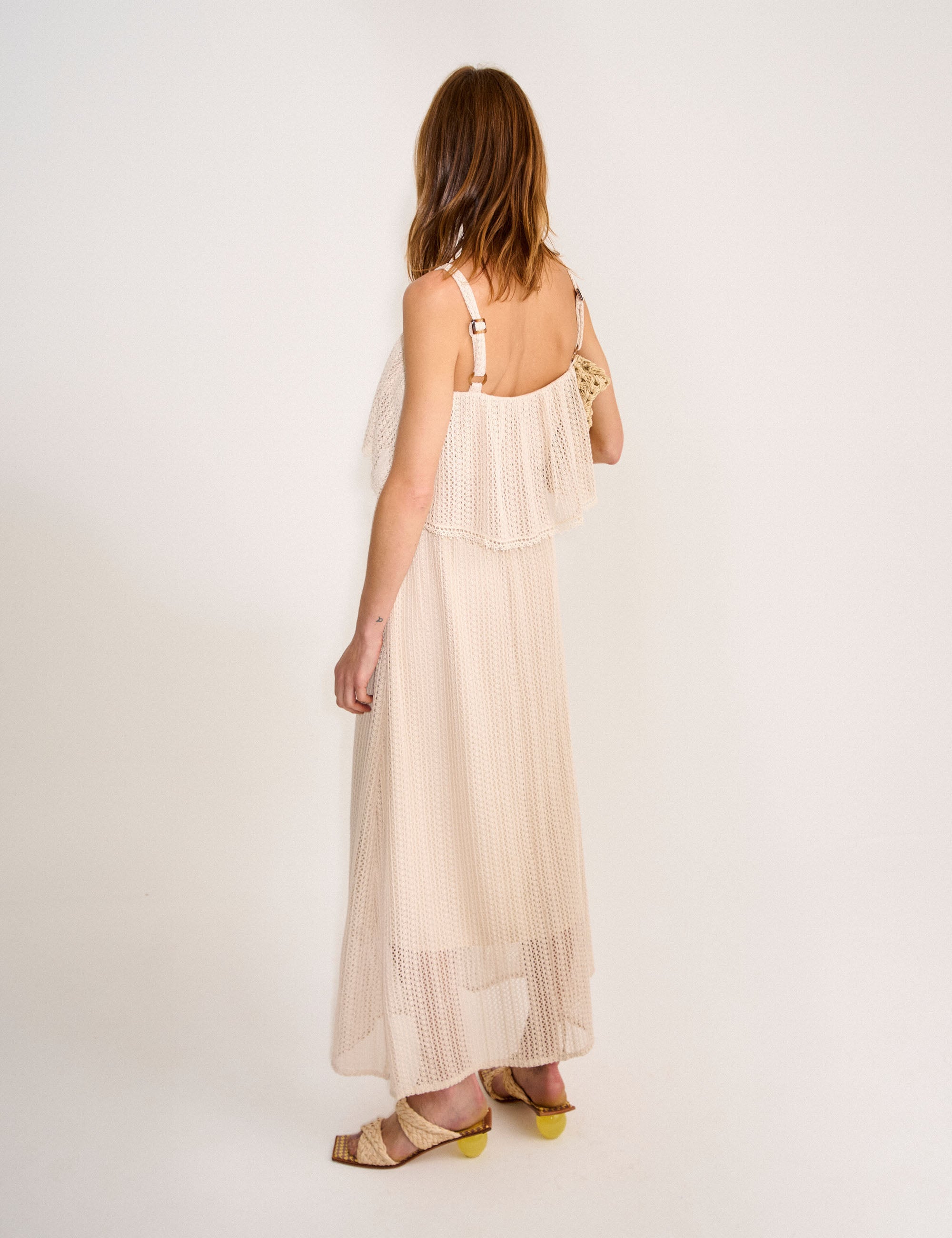 Vestido Malta Renda Areia