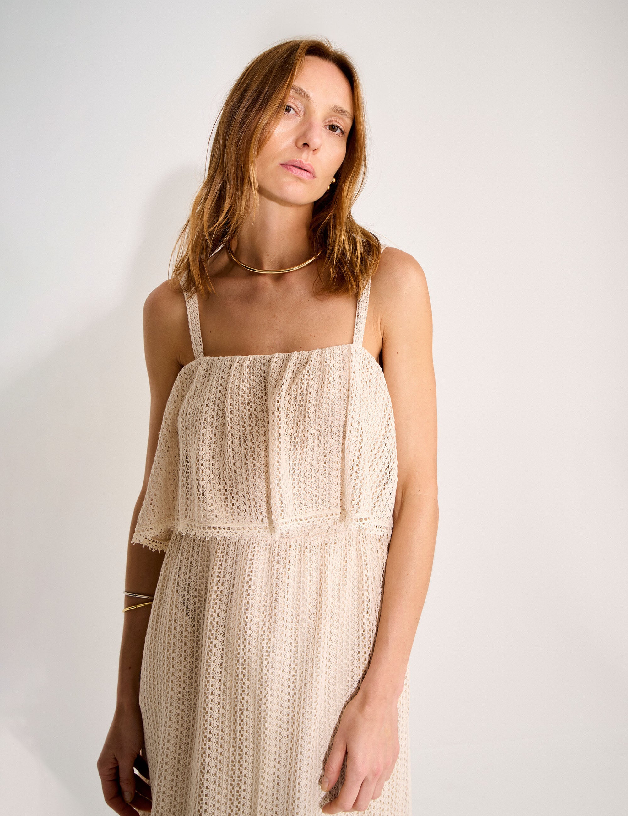 Vestido Malta Renda Areia