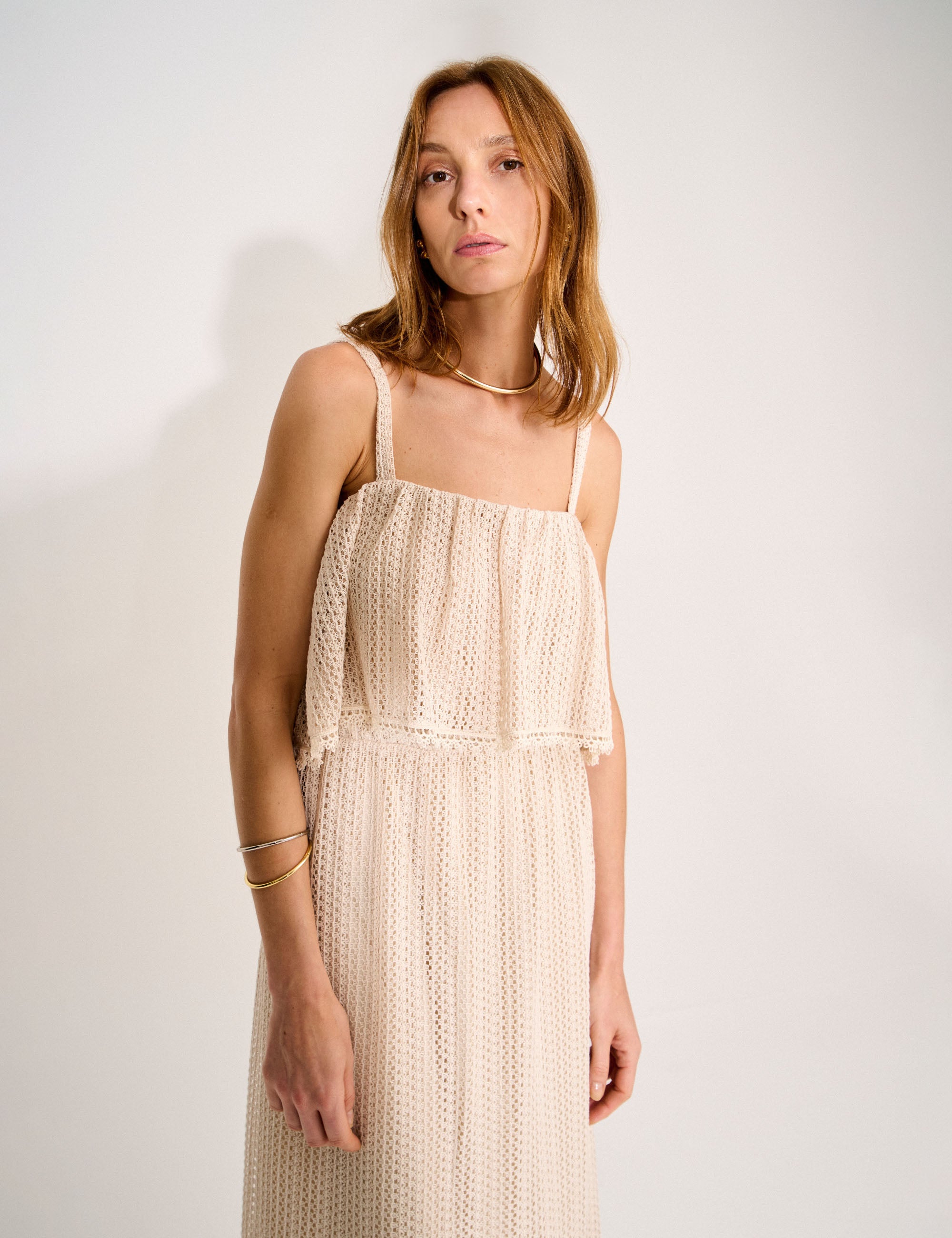 Vestido Malta Renda Areia