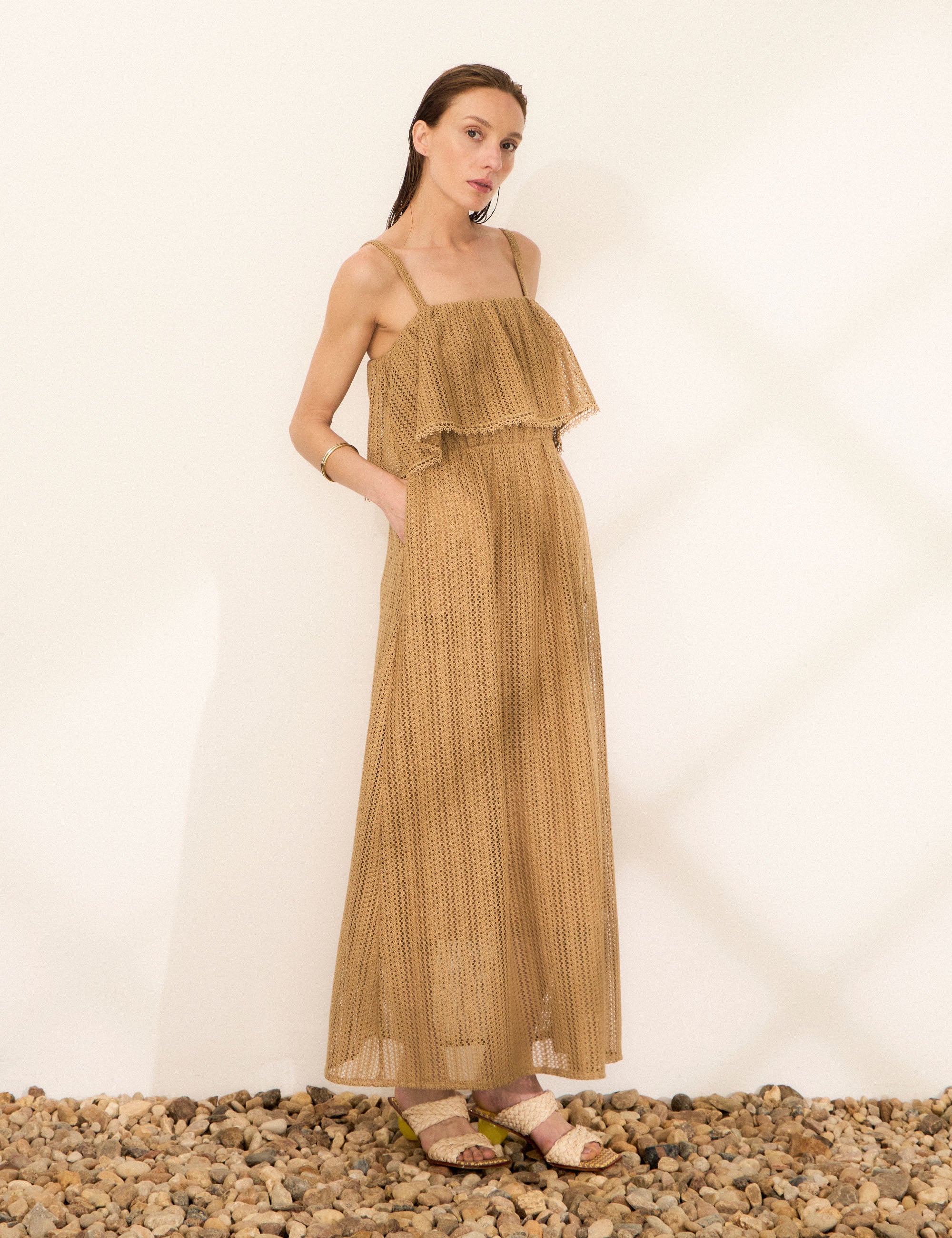 Vestido Malta Renda Bege