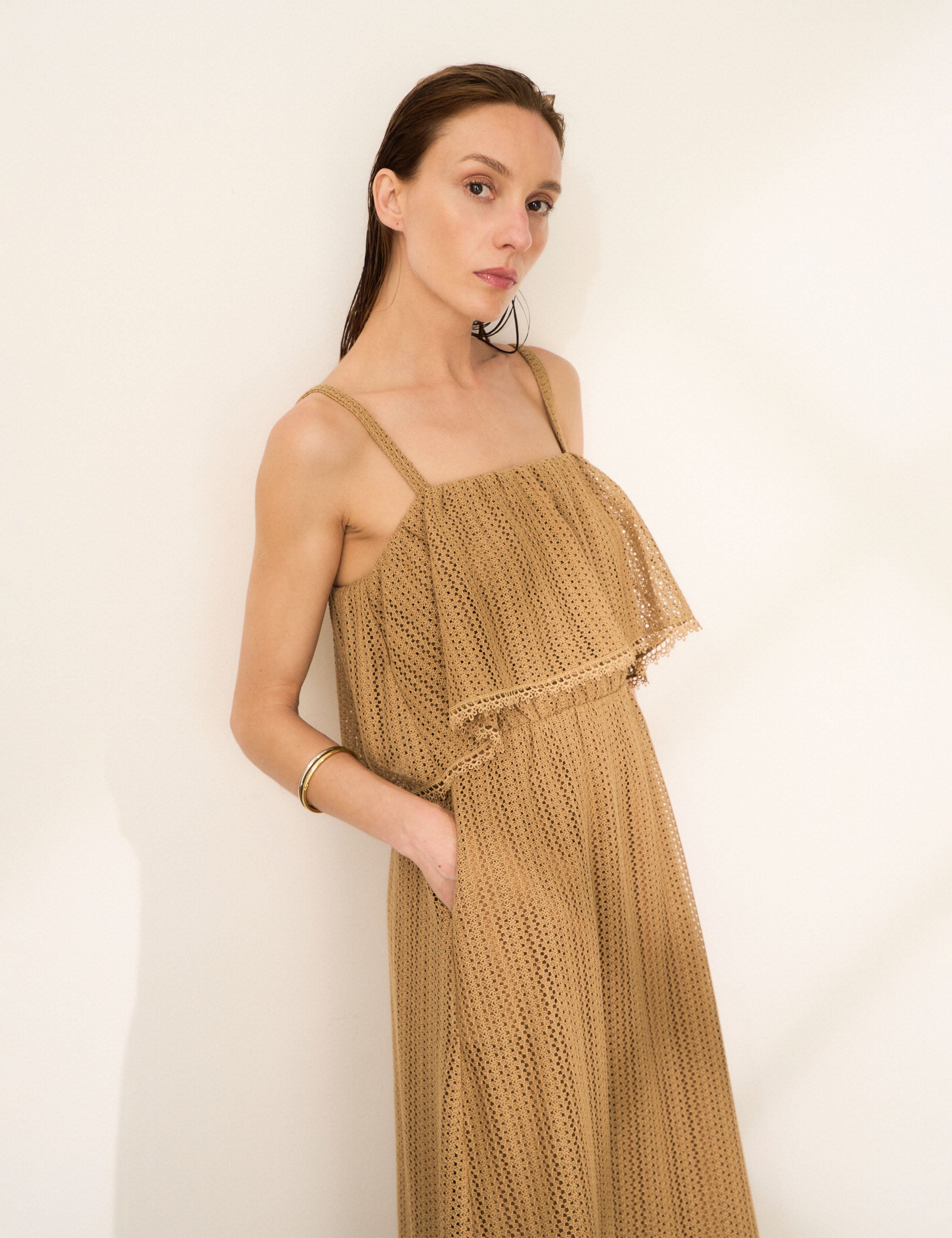 Vestido Malta Renda Bege