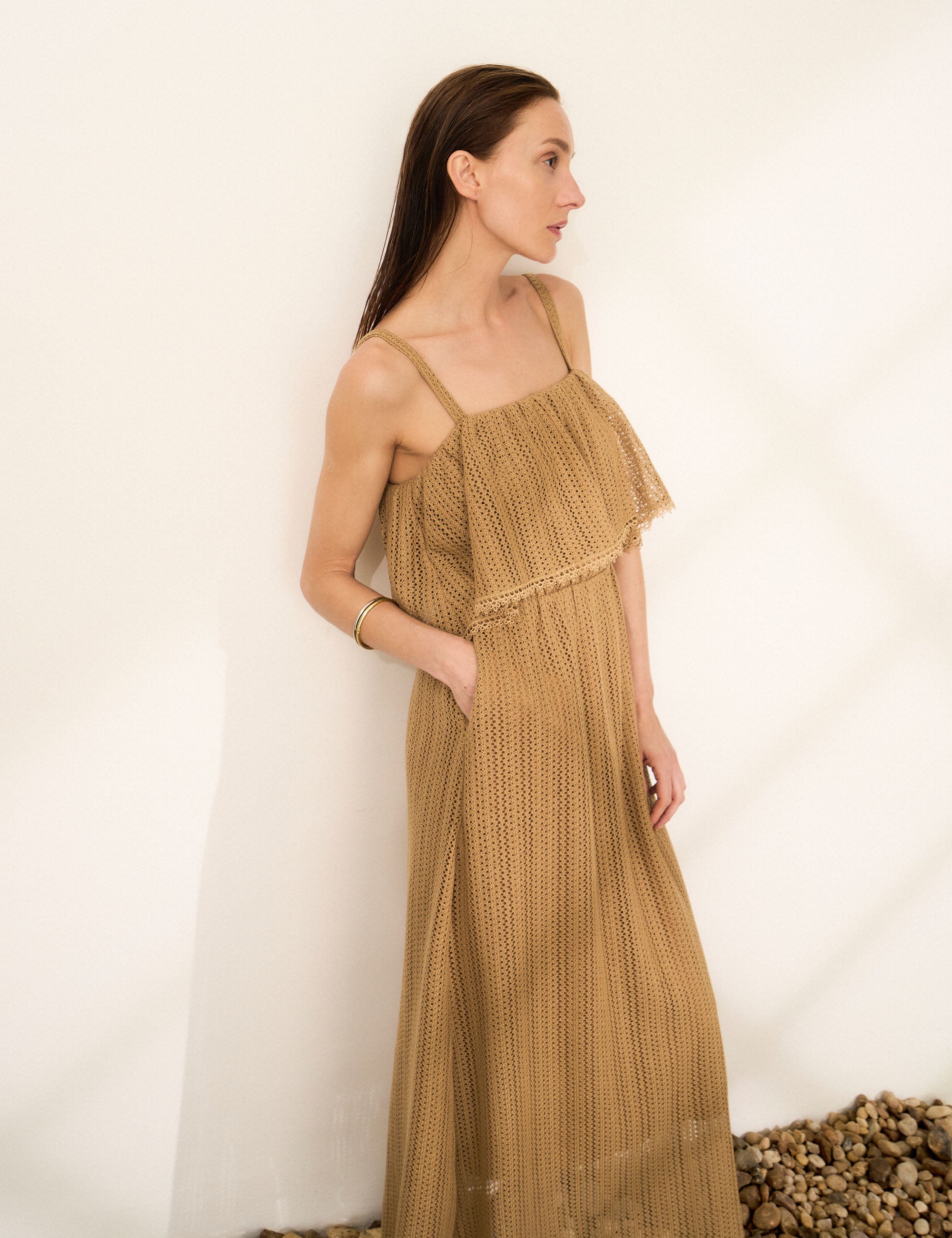 Vestido Malta Renda Bege