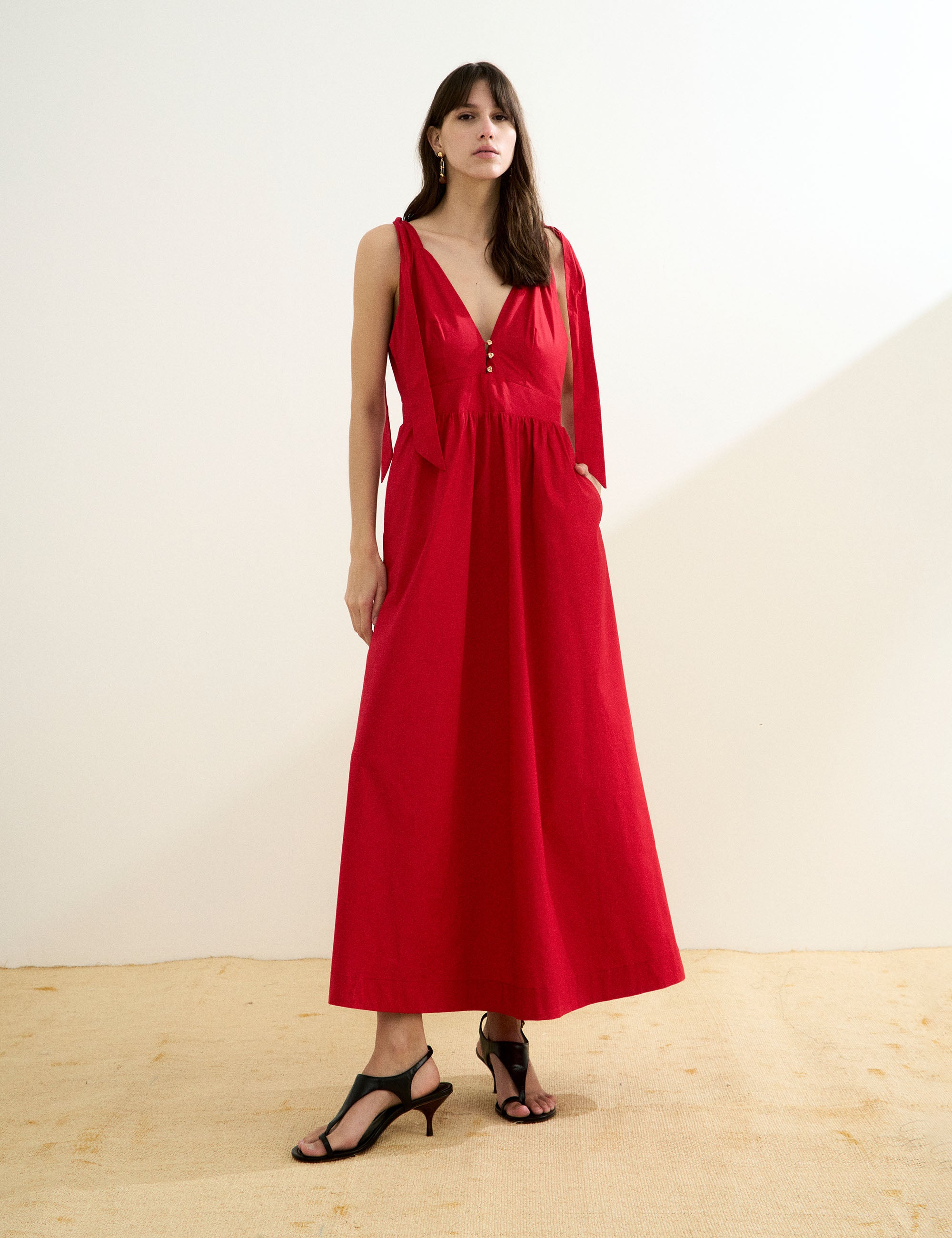 Vestido Marilia Tricoline Vermelho