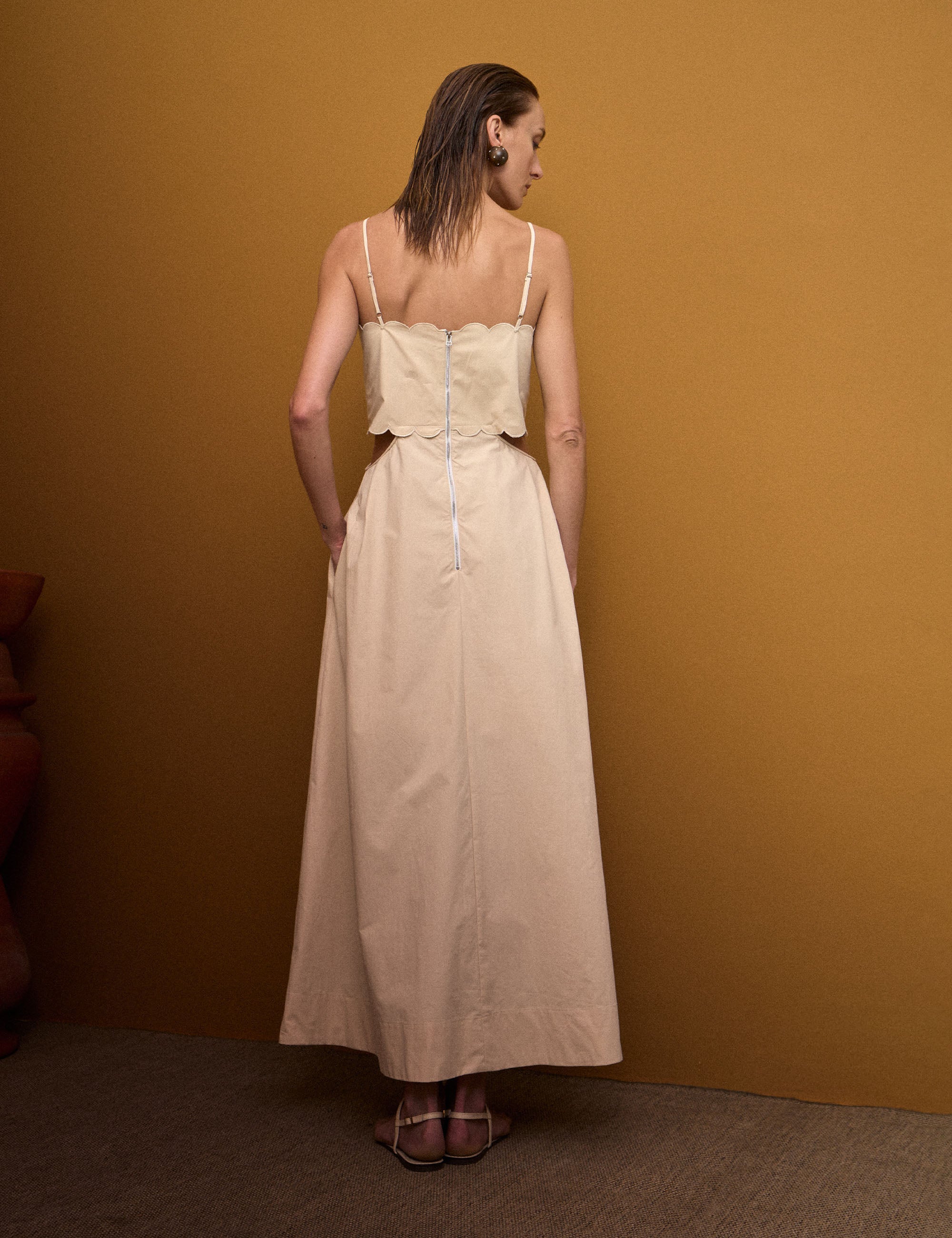 Vestido Miranda Tricoline Areia