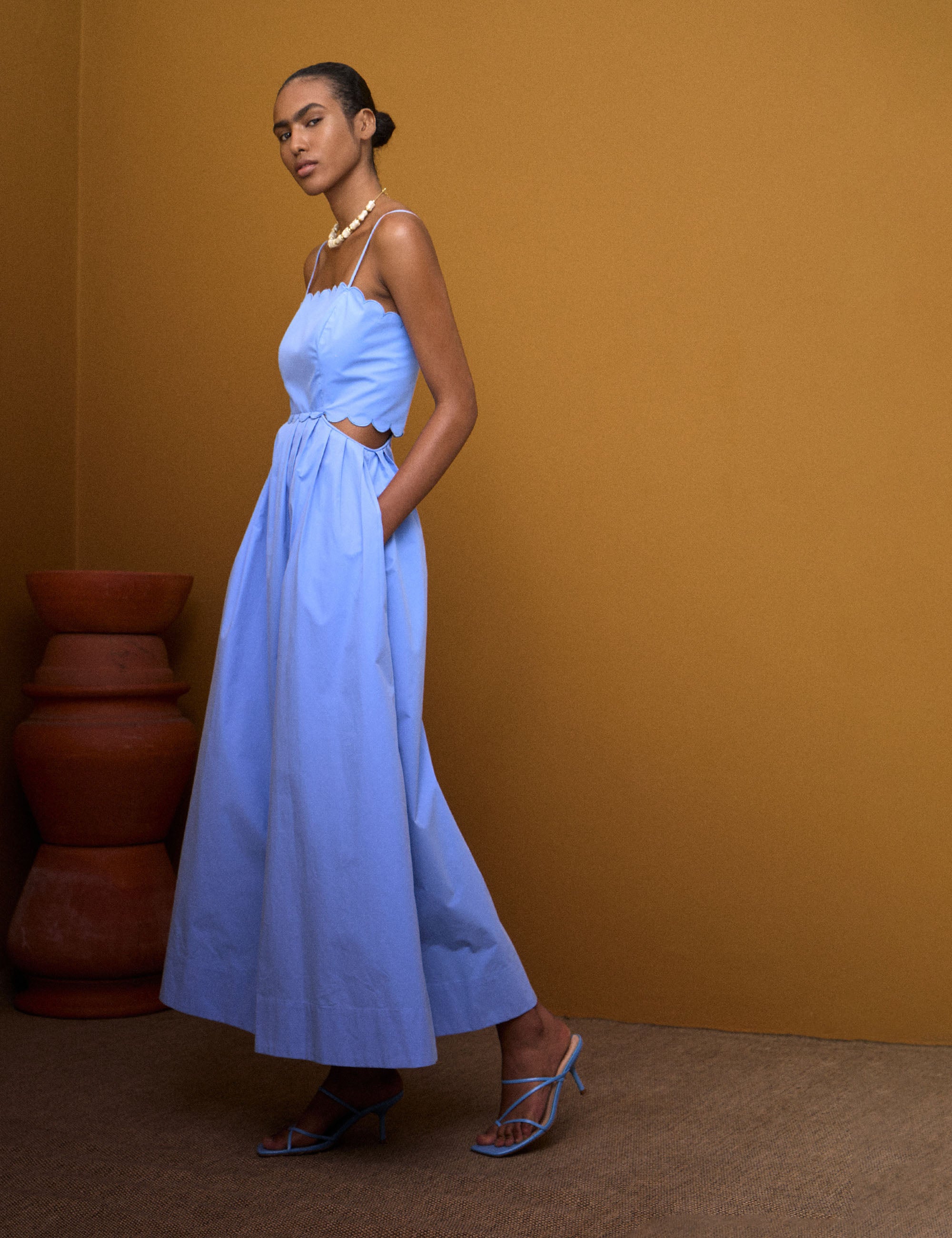 Vestido Miranda Tricoline Azul