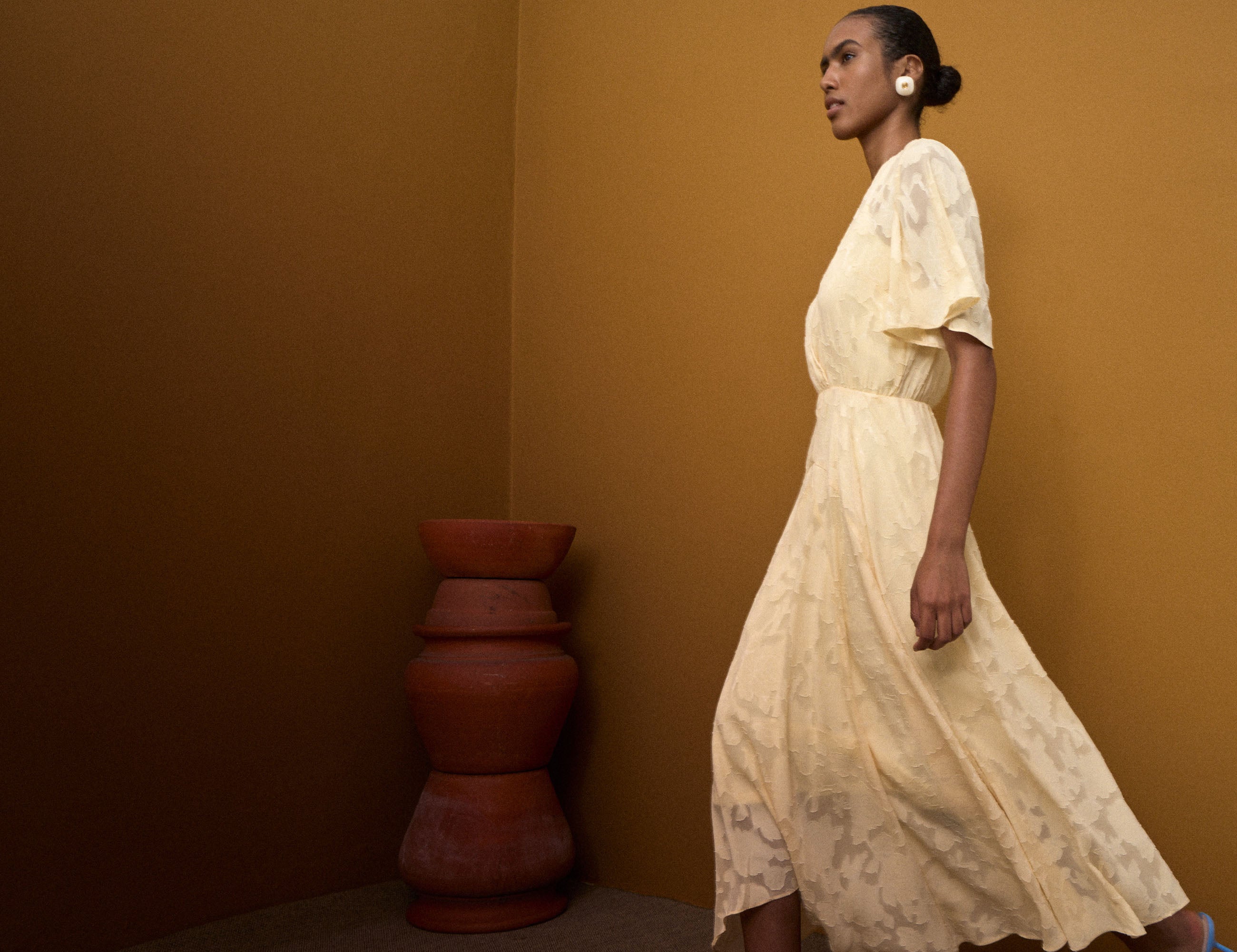 Vestido Nila Chifon Amarelo