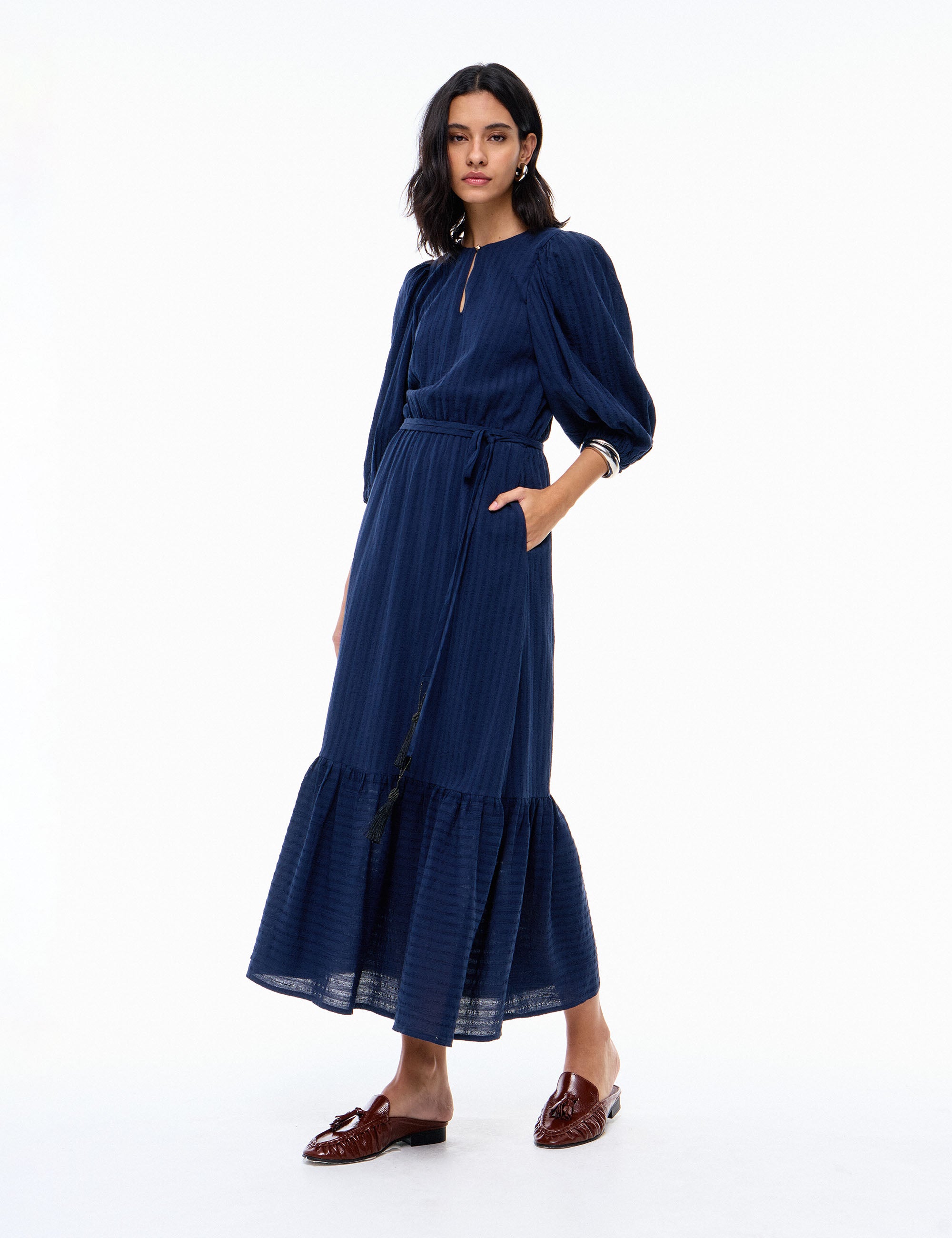 Vestido Romana Crepe Marinho
