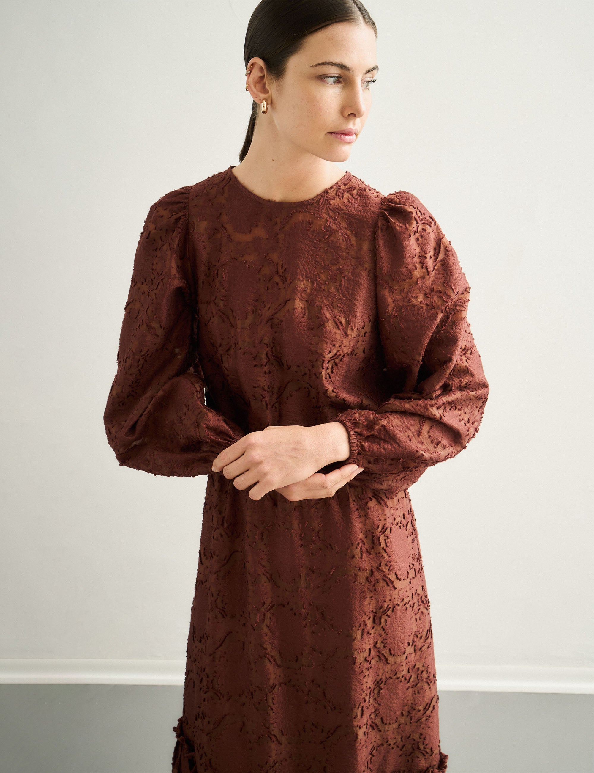 Vestido Saskia Jacquard Marrom
