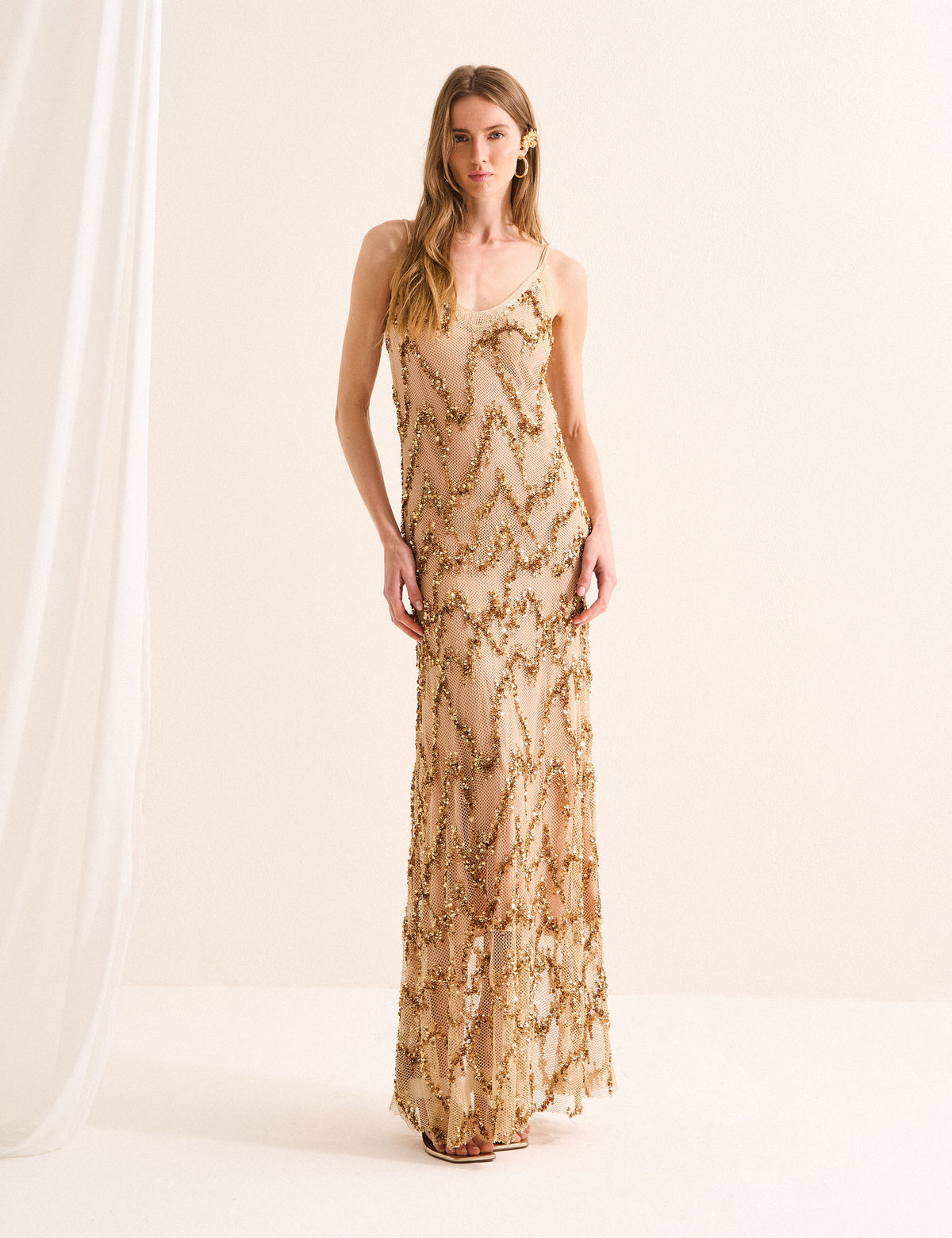 Vestido Shimmer Bordado Dourado