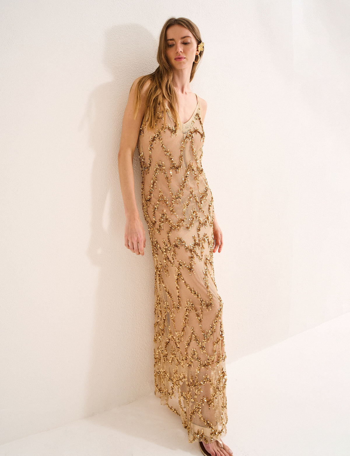 Vestido Shimmer Bordado Dourado