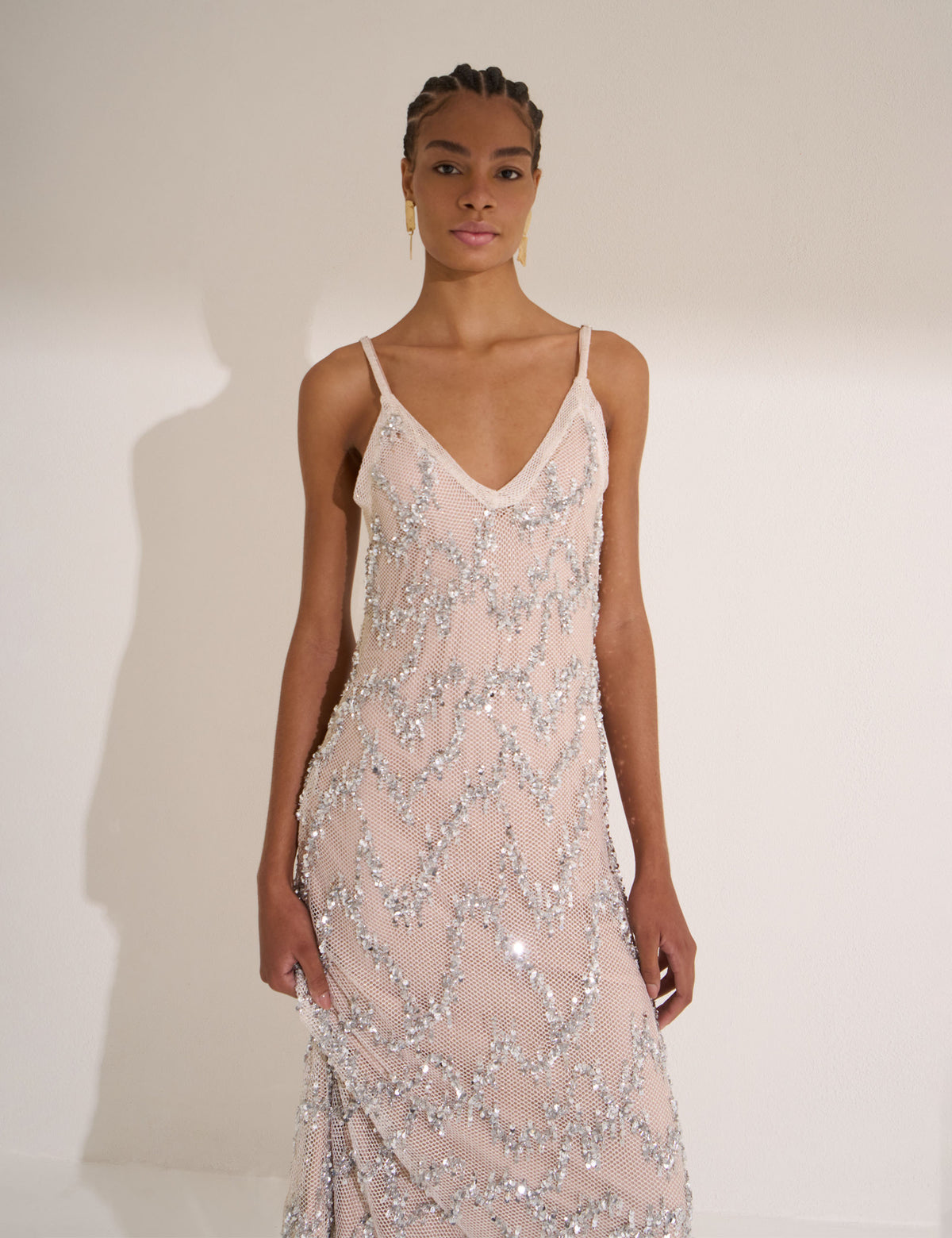 Vestido Shimmer Bordado Prata