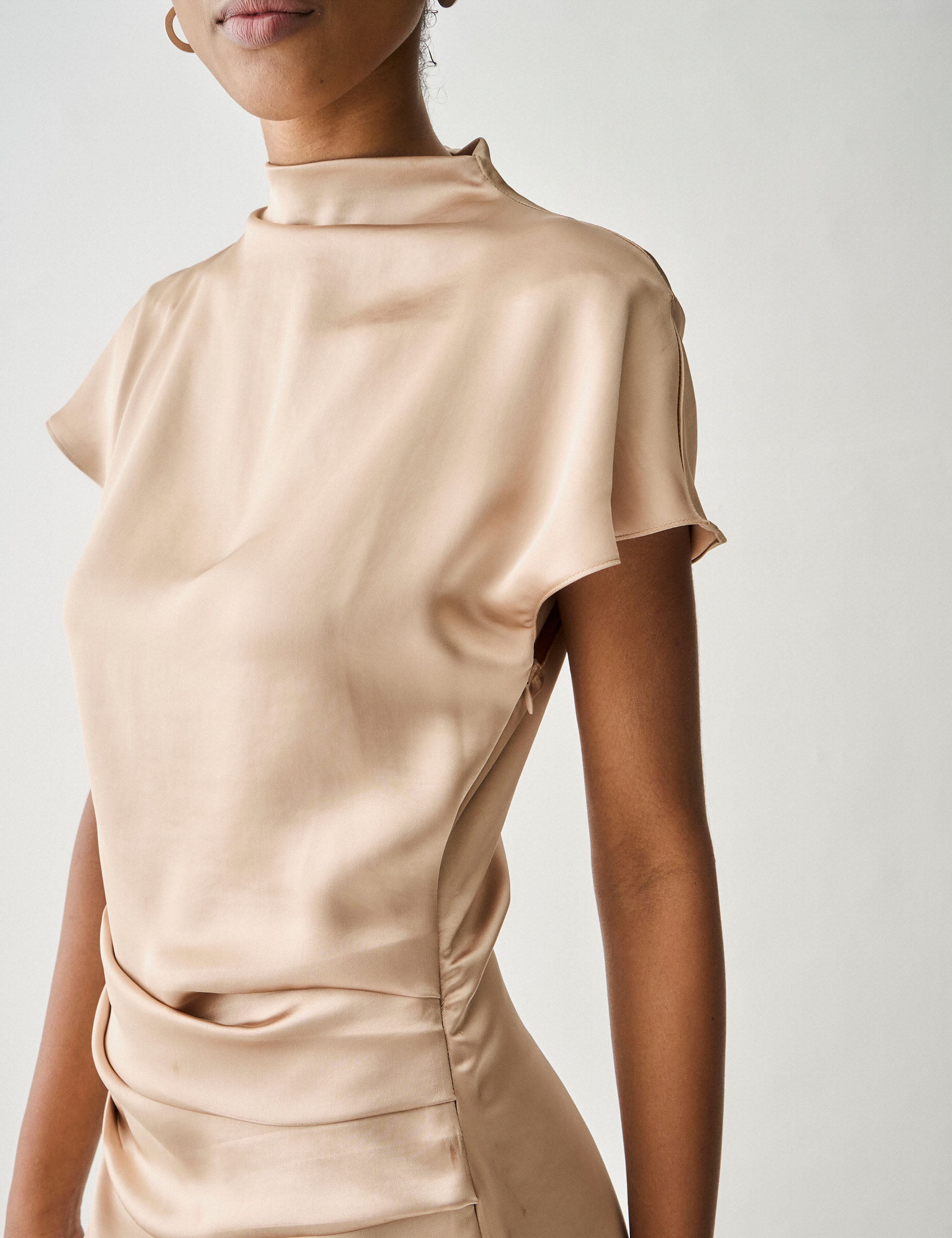Vestido Siena Cetim Bege